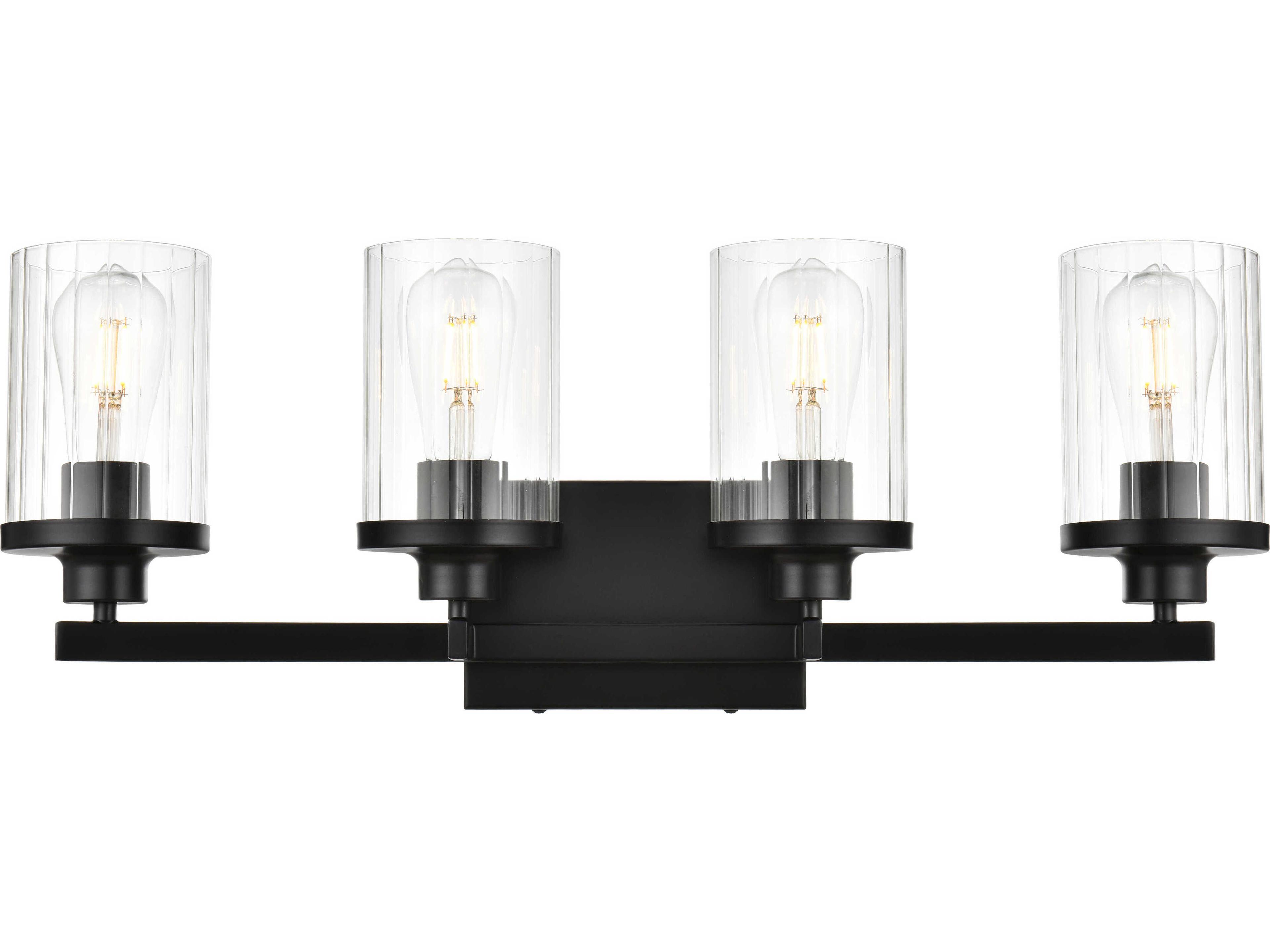 Elegant Lighting Saanvi 4-Light Black Glass Vanity Light