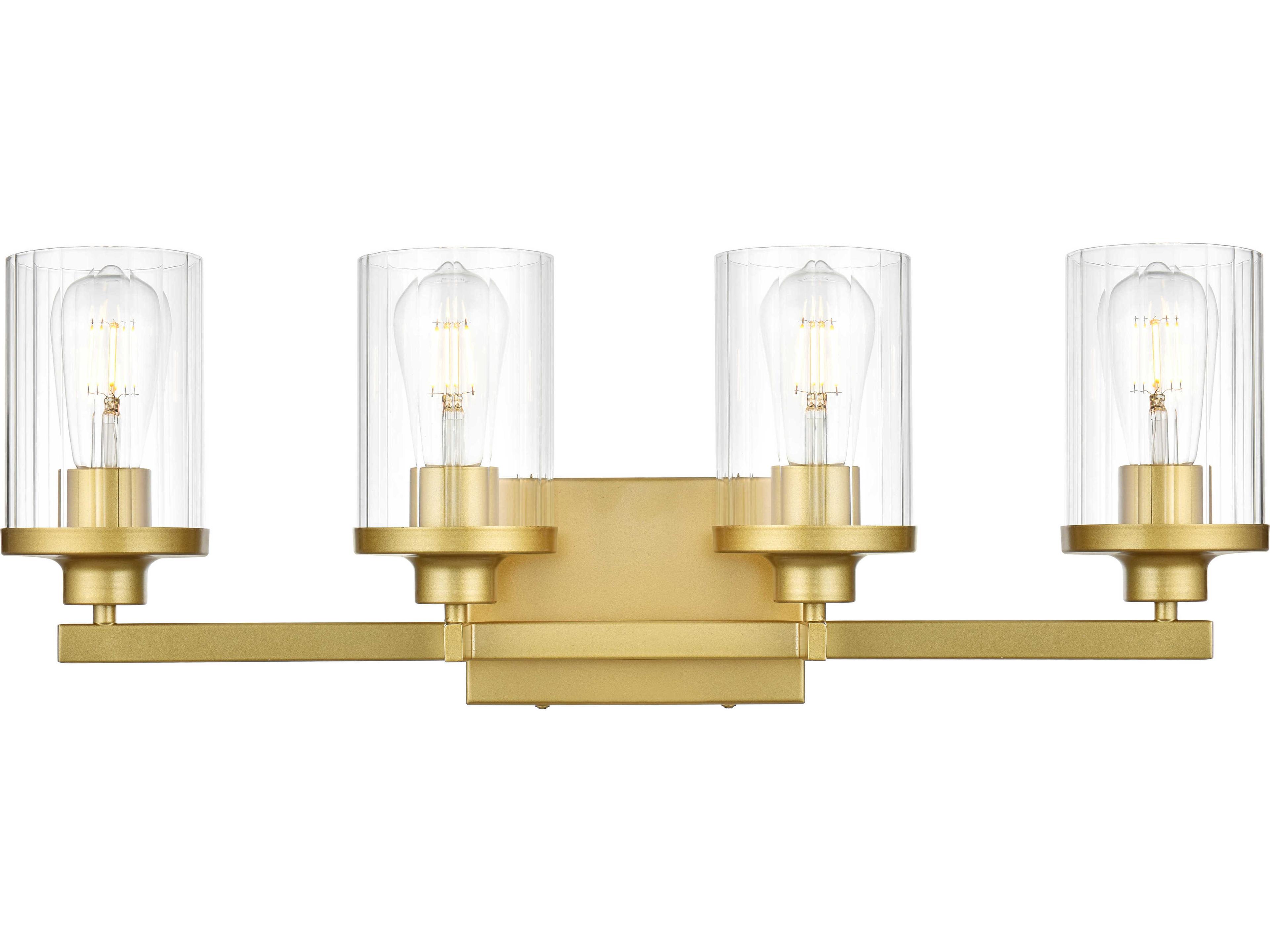 Elegant Lighting Saanvi 4-Light Brass Glass Vanity Light
