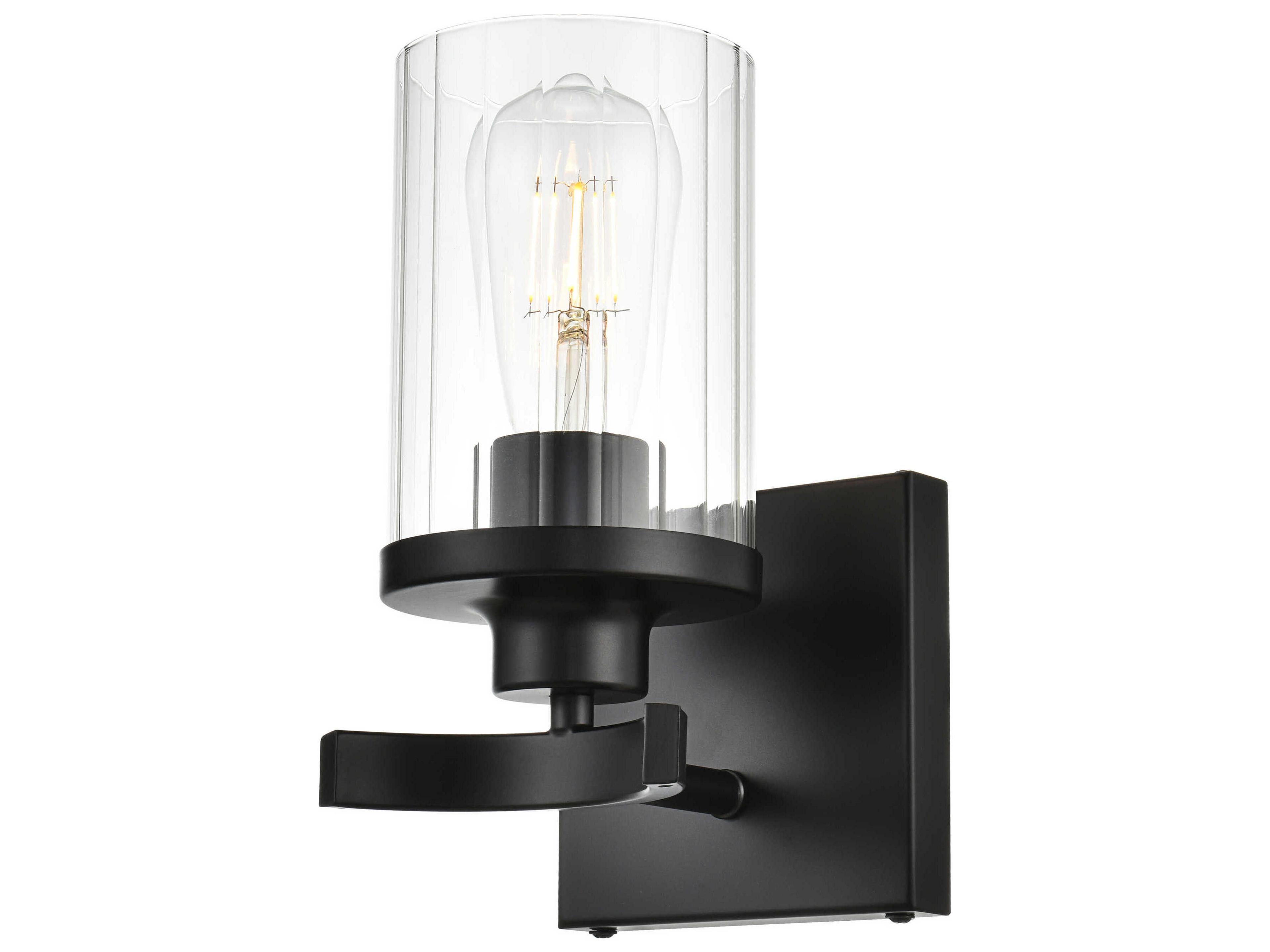 Saanvi 1-Light Black Glass Wall Sconce