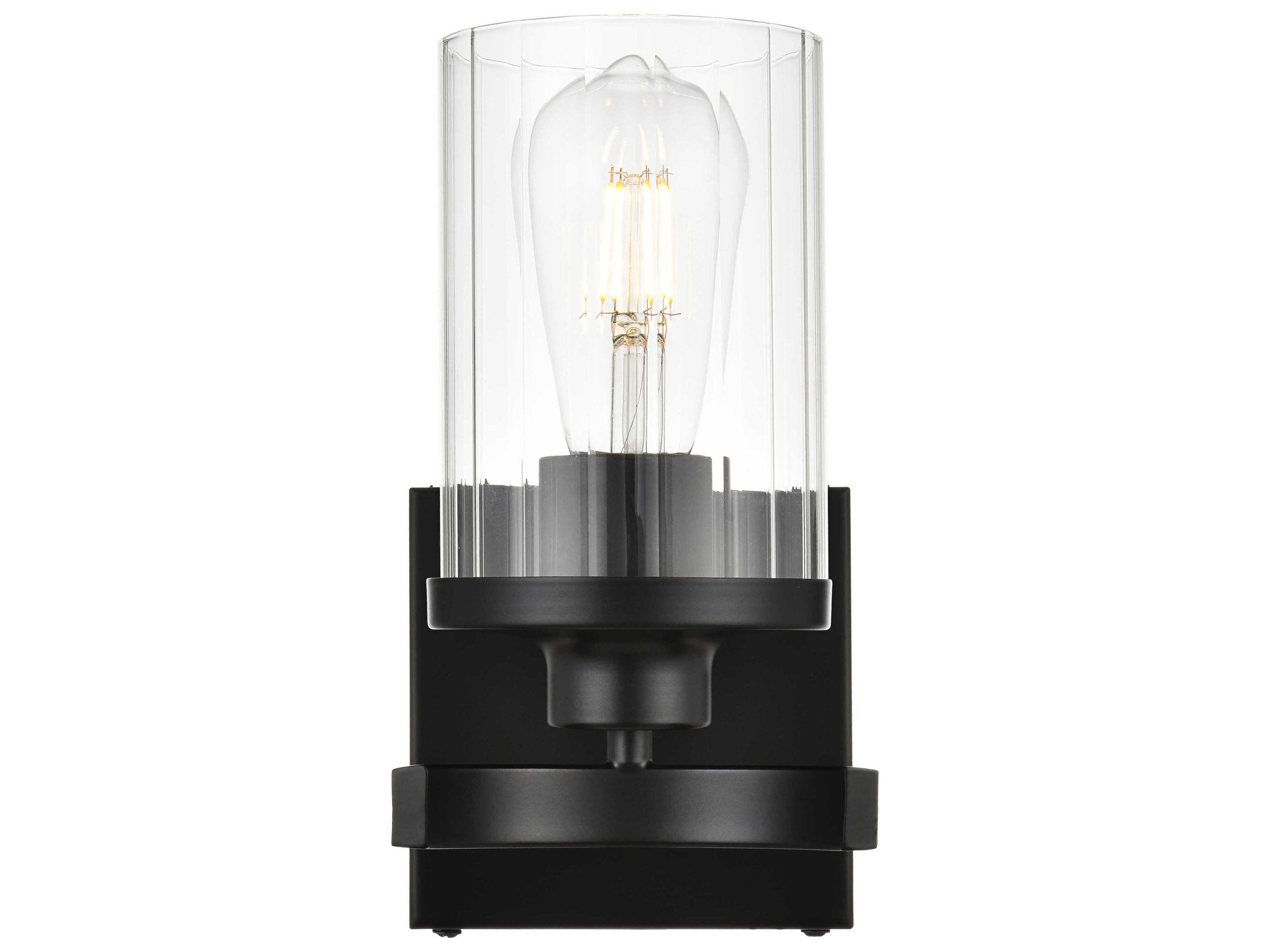 Elegant Lighting Saanvi 1-Light Black Glass Wall Sconce