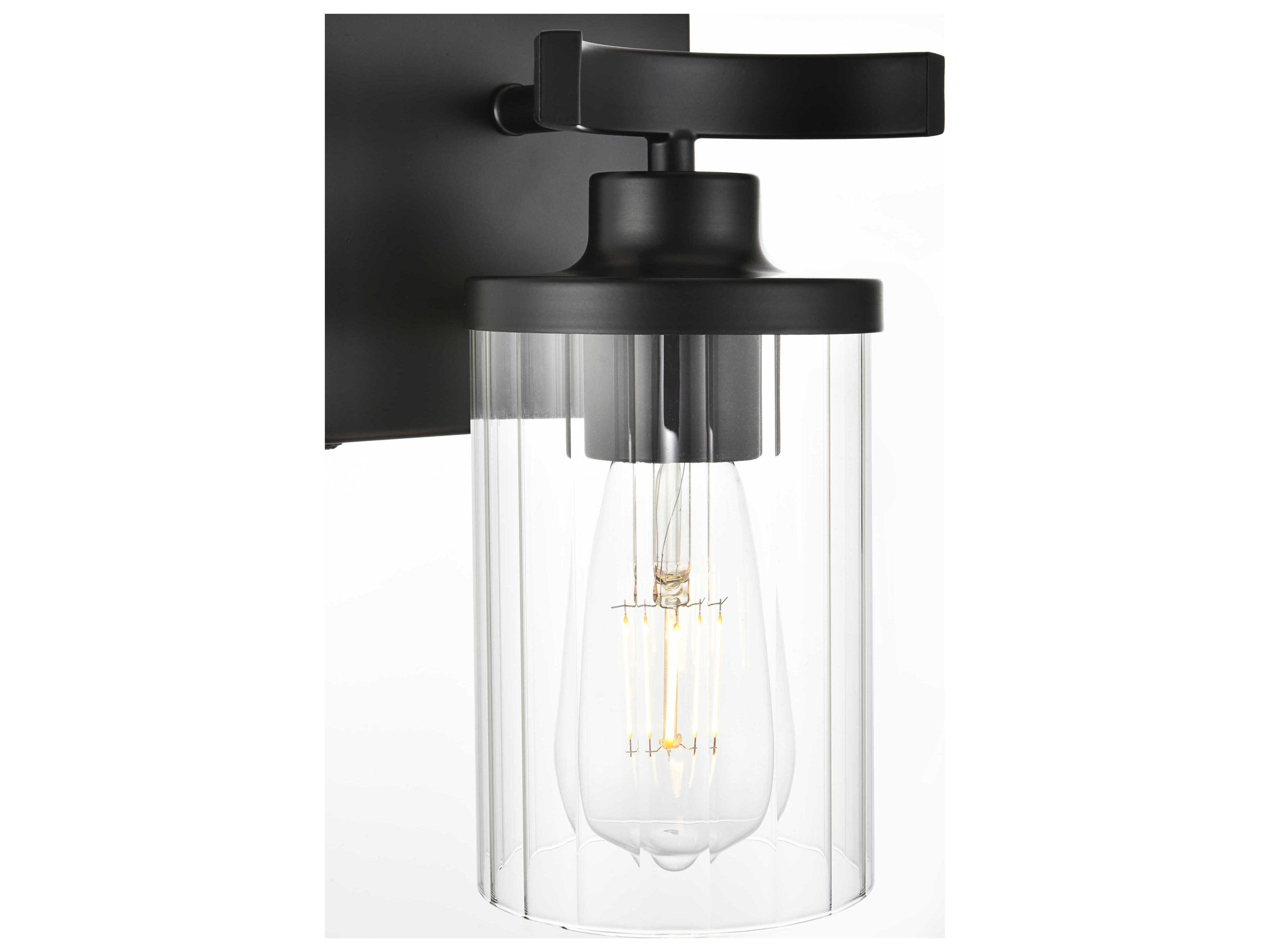 Elegant Lighting Saanvi 1-Light Black Glass Wall Sconce