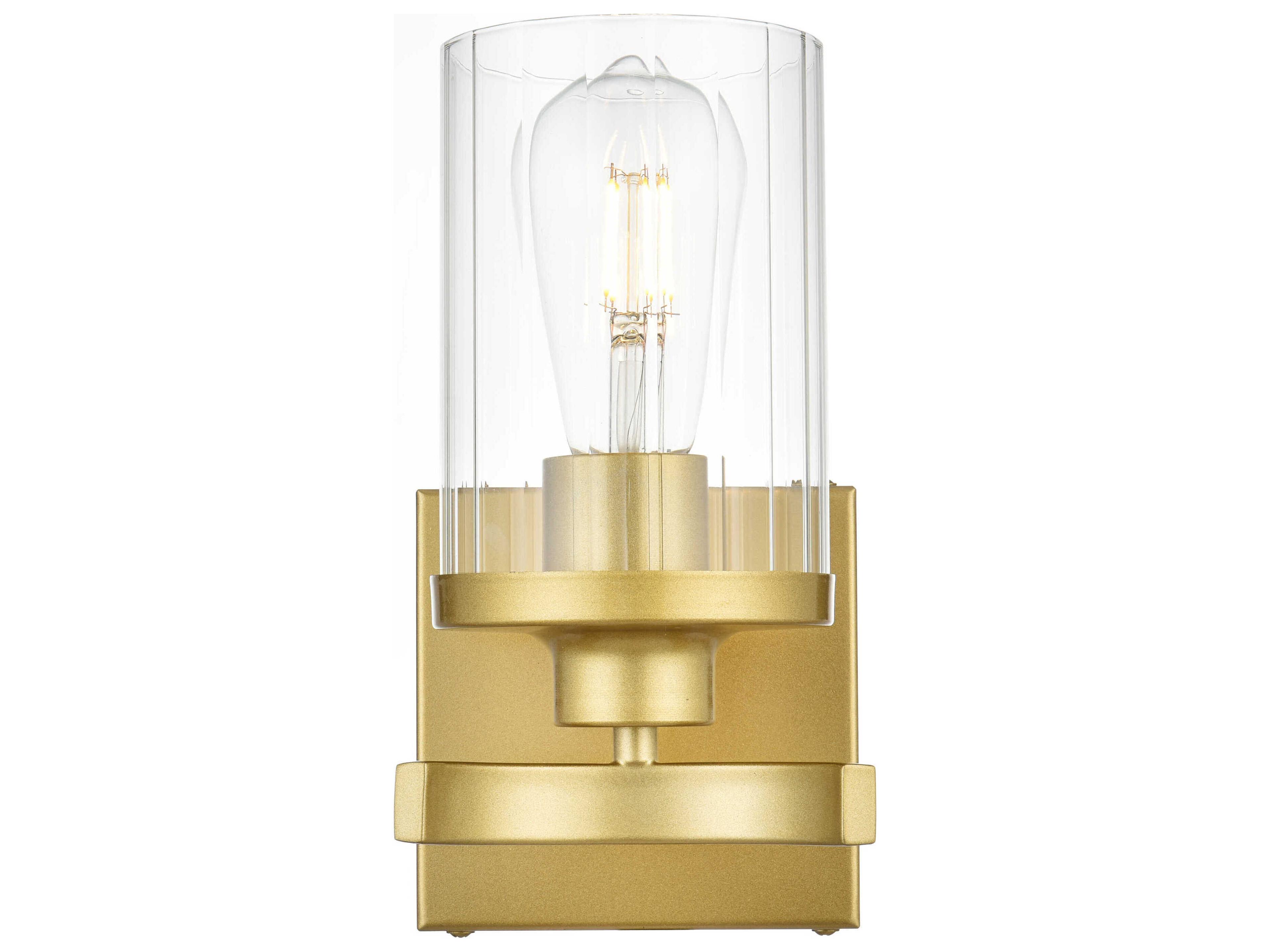 Elegant Lighting Saanvi 1-Light Brass Glass Wall Sconce