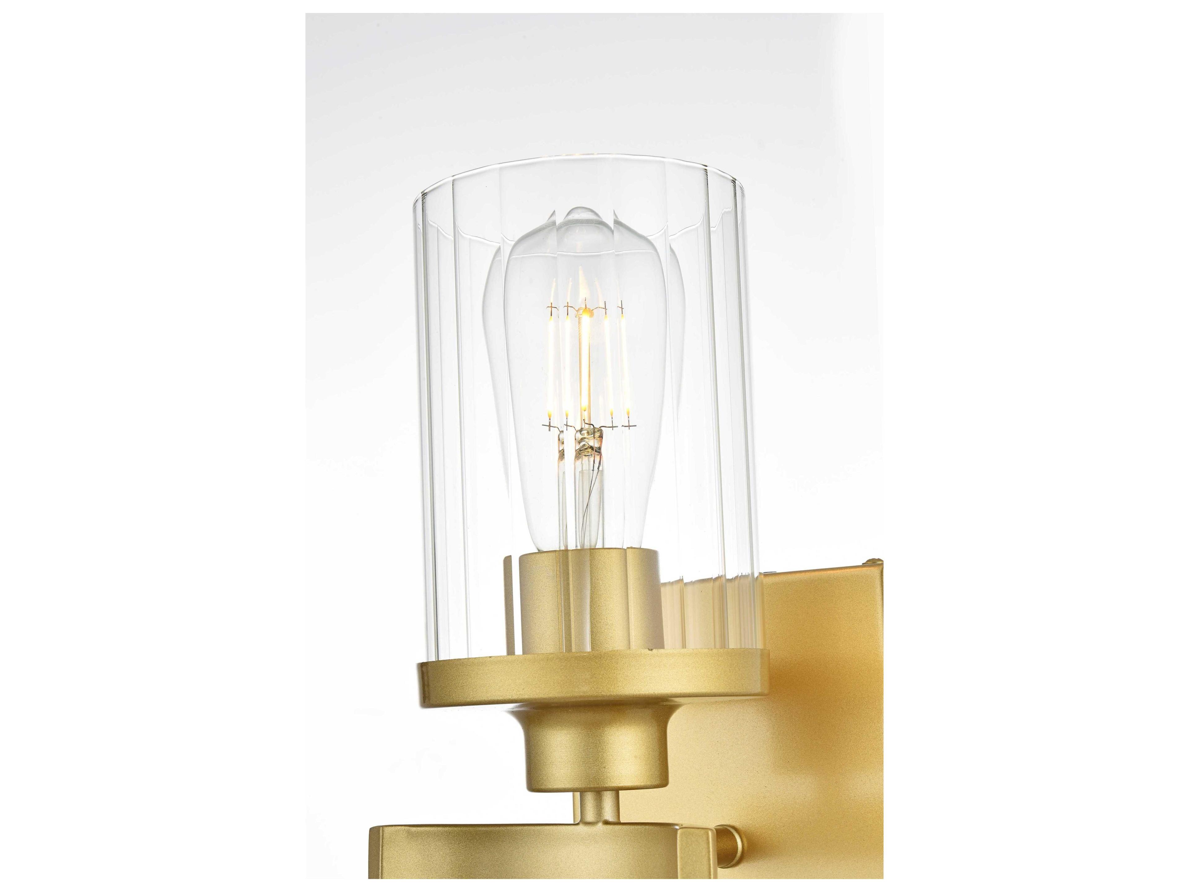 Elegant Lighting Saanvi 1-Light Brass Glass Wall Sconce