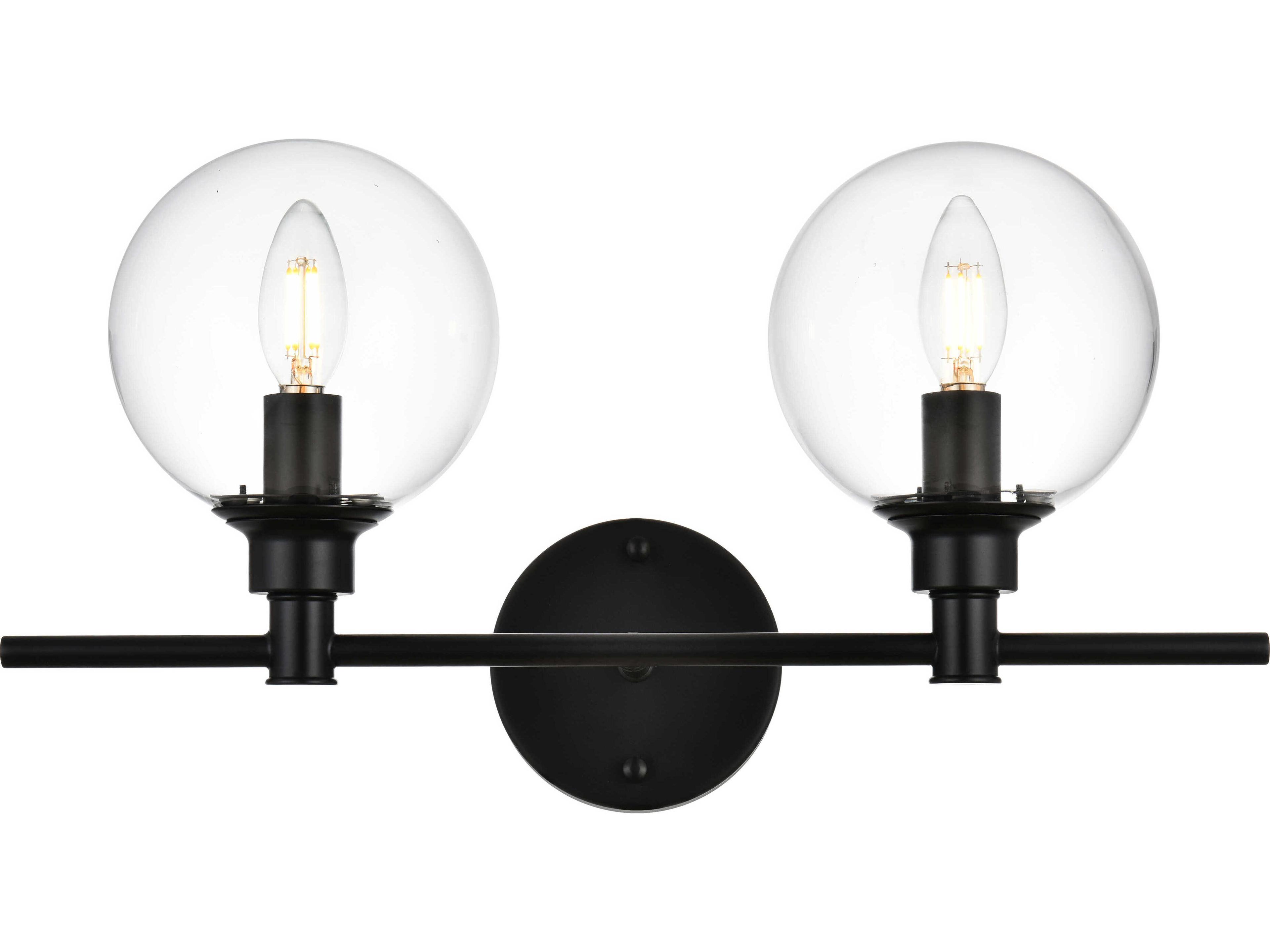 Elegant Lighting Jaelynn 2-Light Black Glass Vanity Light
