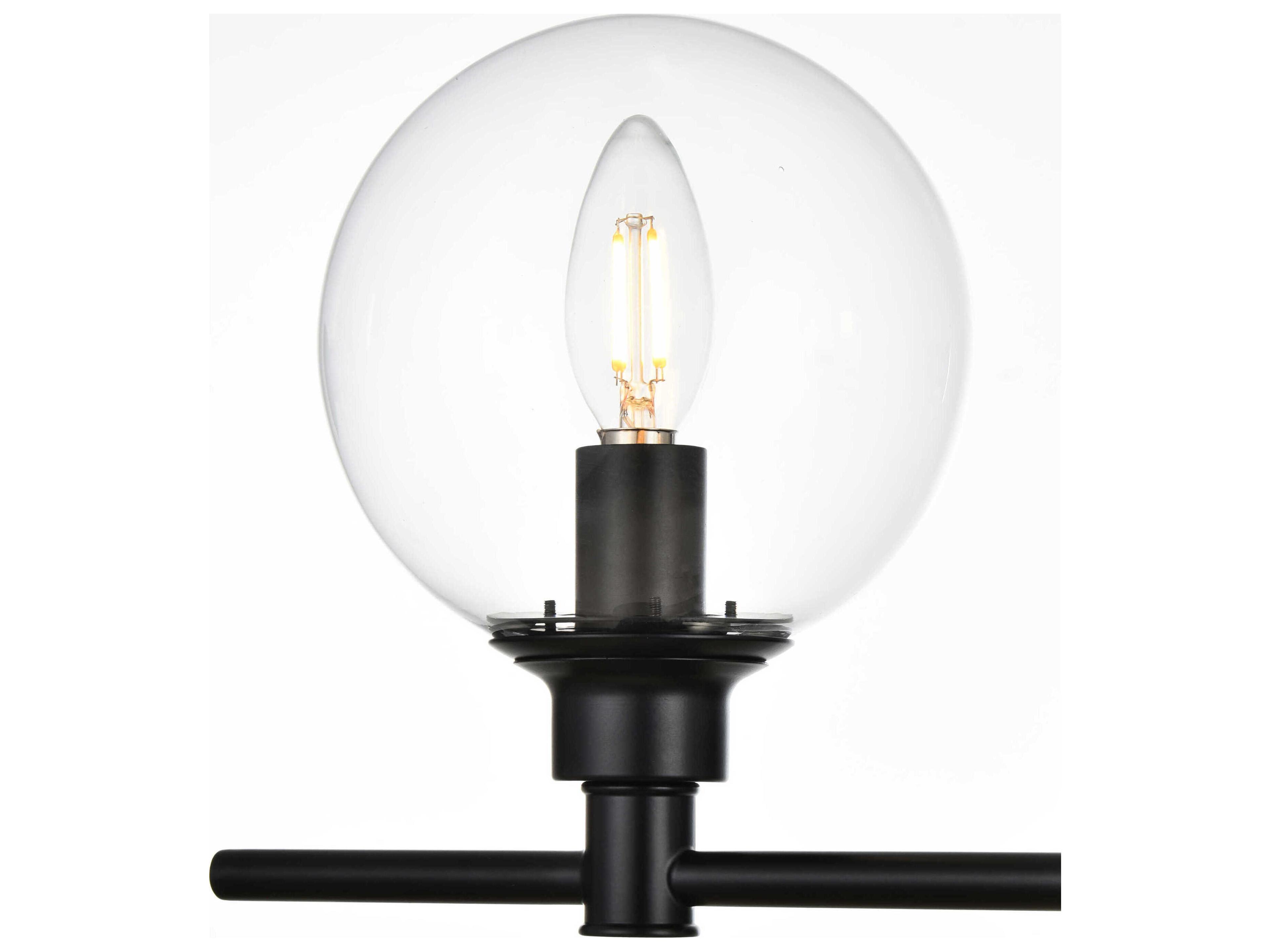 Elegant Lighting Jaelynn 2-Light Black Glass Vanity Light