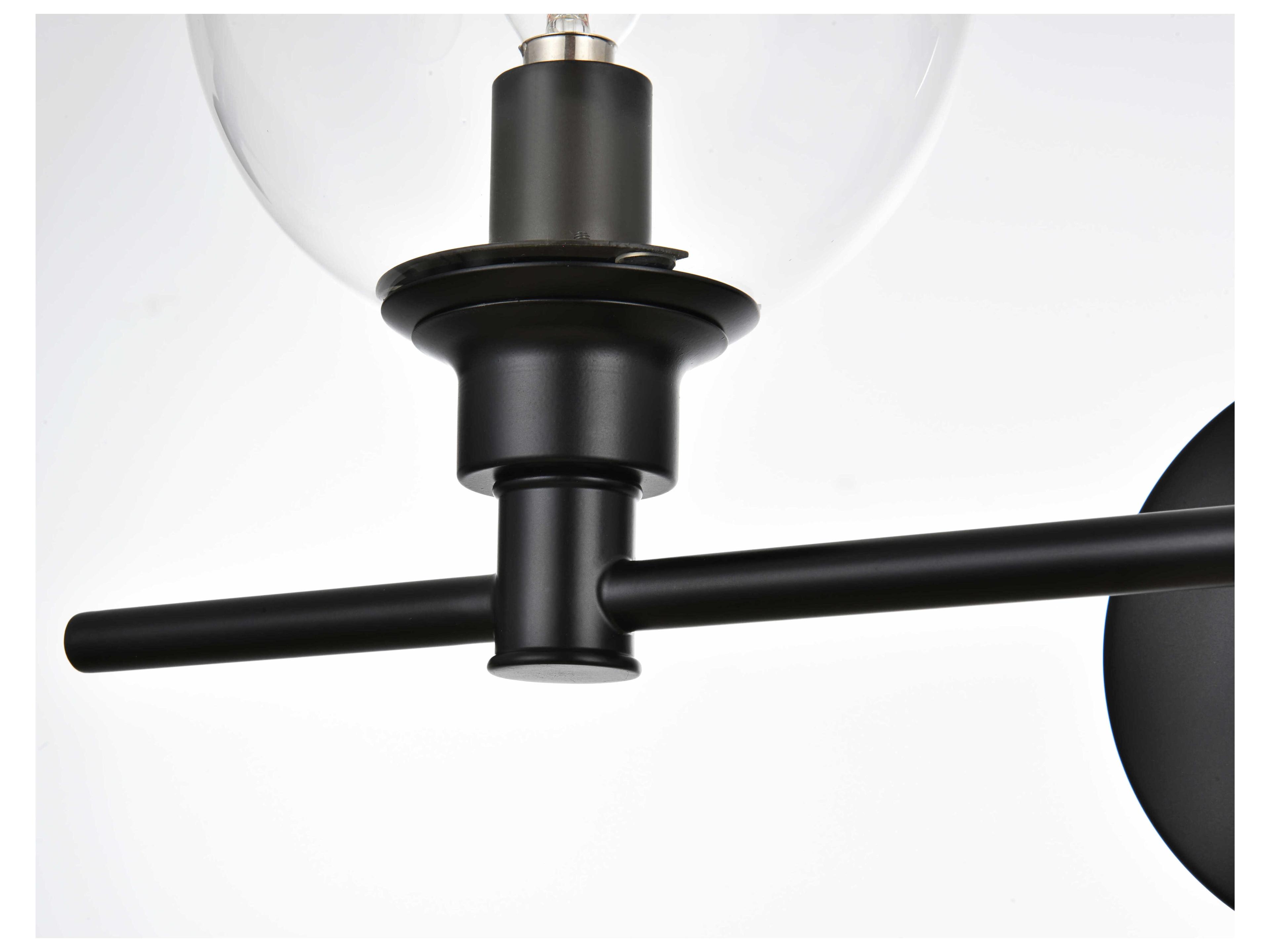 Elegant Lighting Jaelynn 2-Light Black Glass Vanity Light