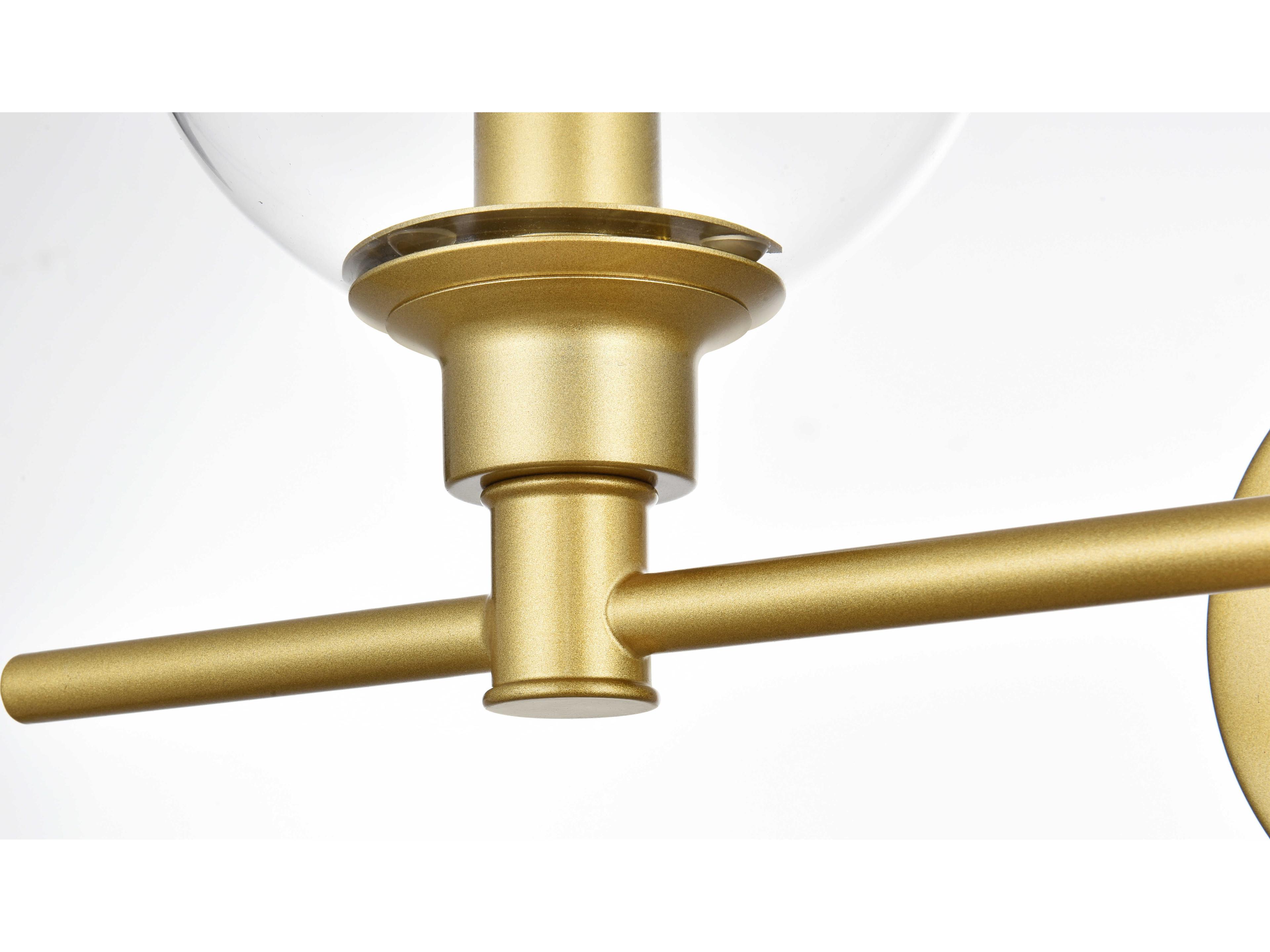 Elegant Lighting Jaelynn 2-Light Brass Glass Vanity Light