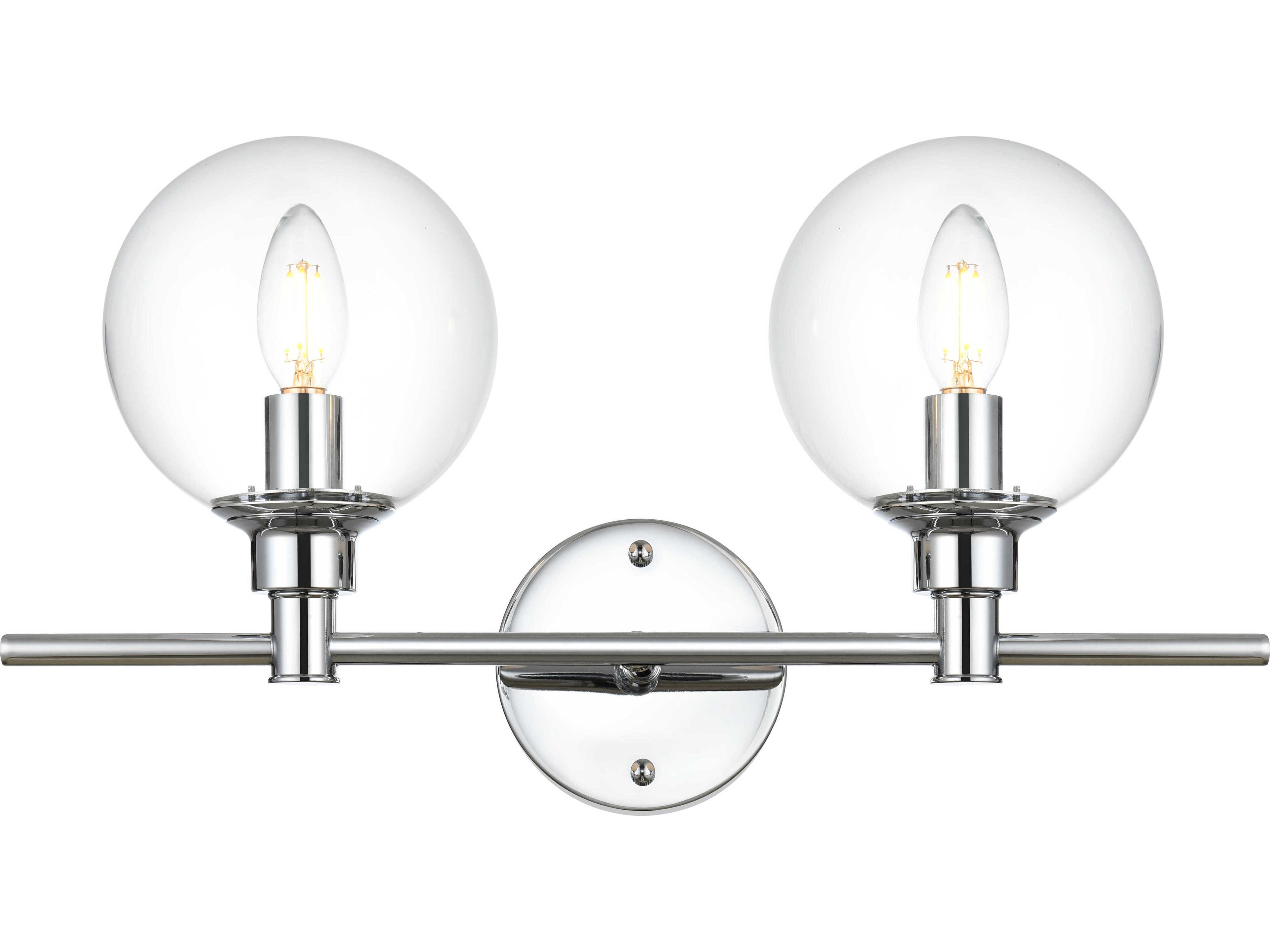 Elegant Lighting Jaelynn 2-Light Chrome Glass Vanity Light