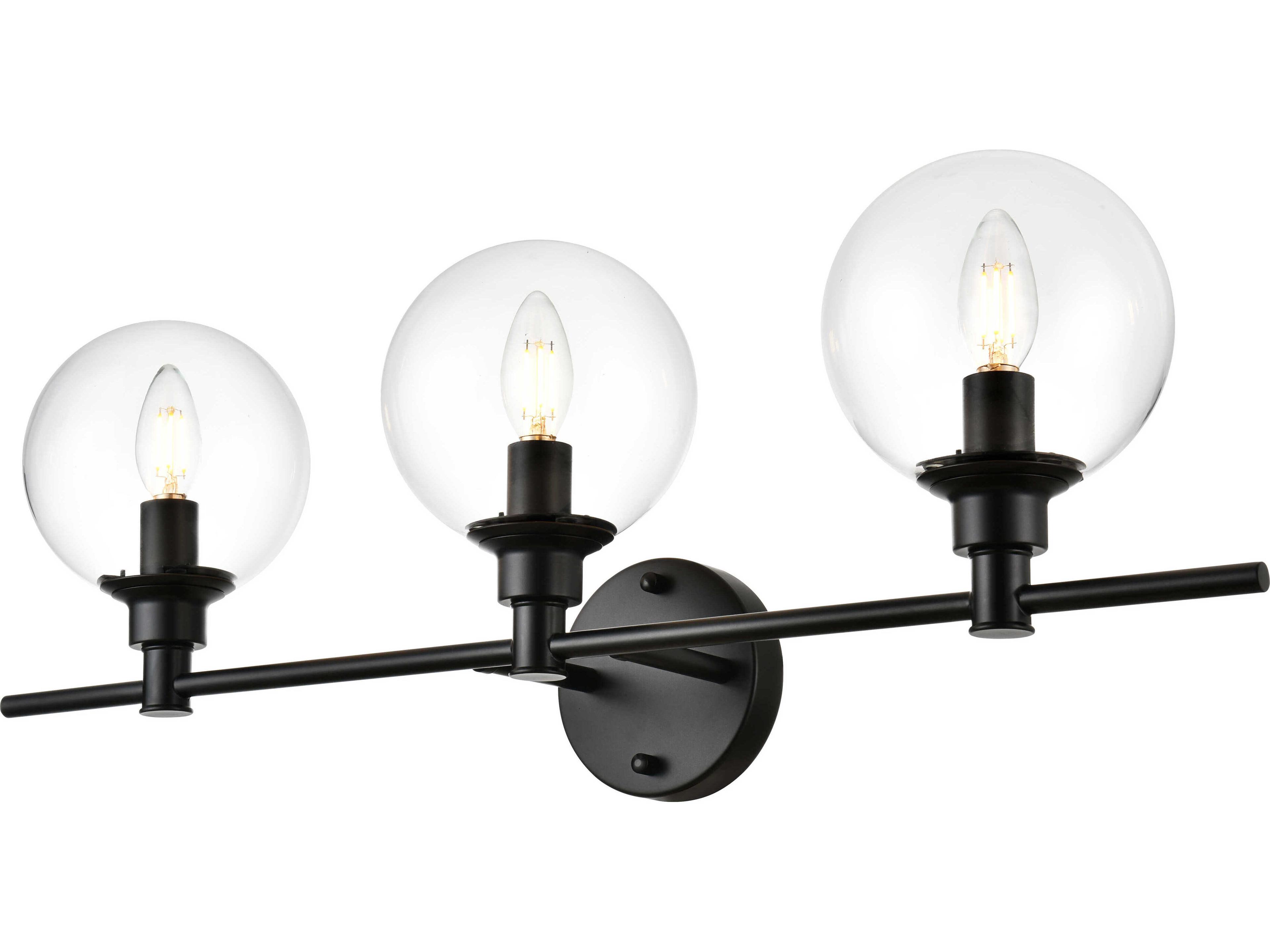 Jaelynn 3-Light Black Glass Vanity Light