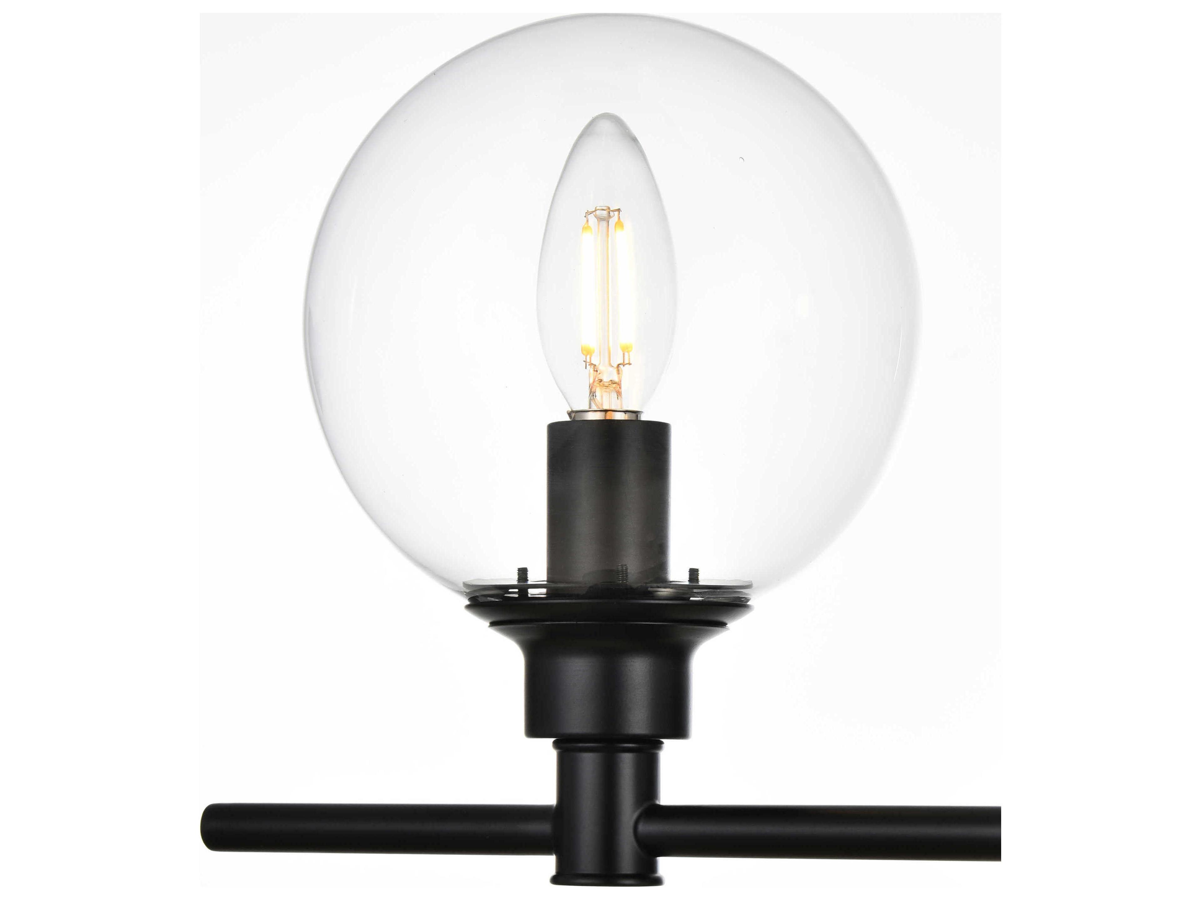 Elegant Lighting Jaelynn 3-Light Black Glass Vanity Light