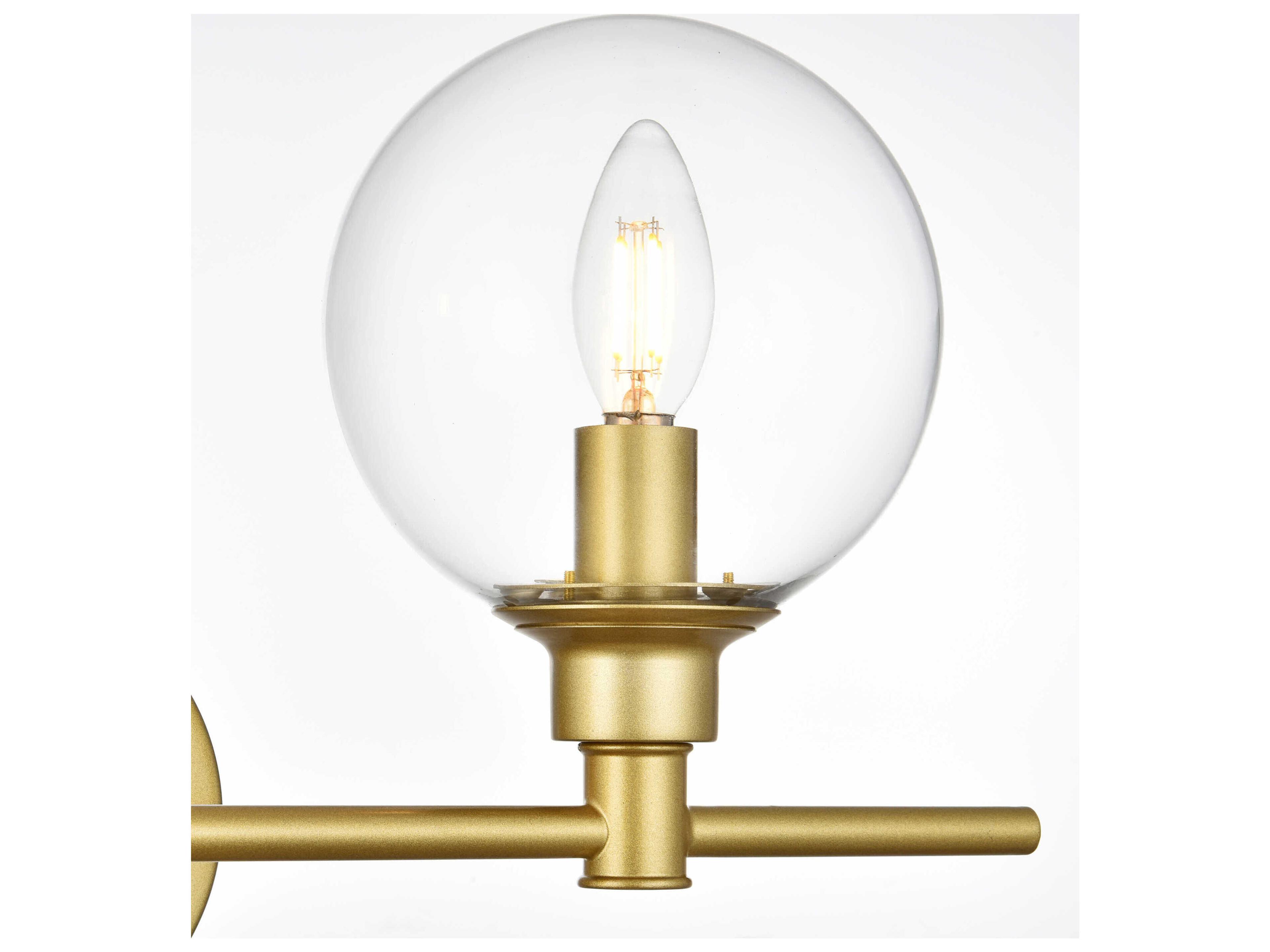 Elegant Lighting Jaelynn 3-Light Brass Glass Vanity Light