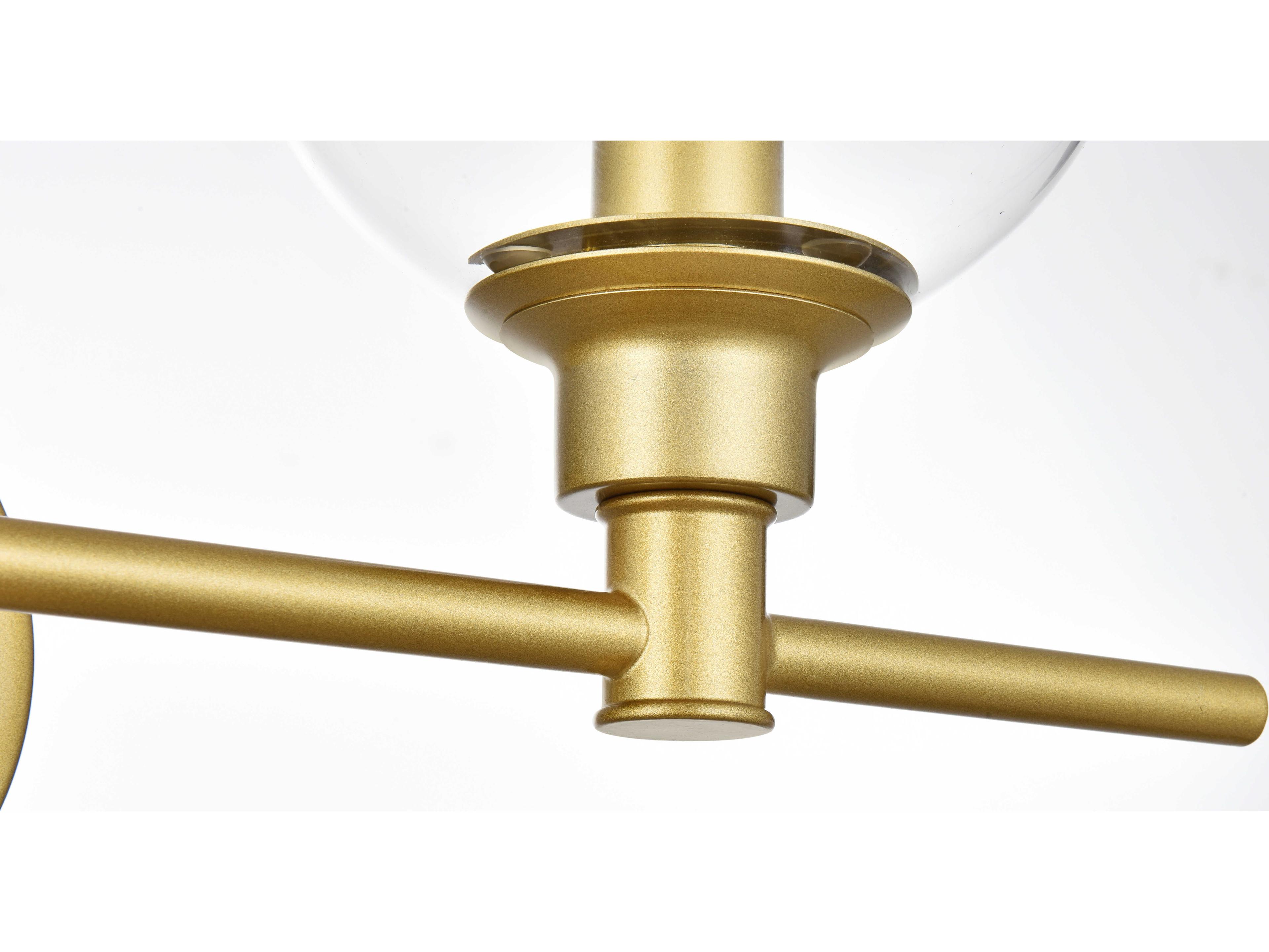 Elegant Lighting Jaelynn 3-Light Brass Glass Vanity Light