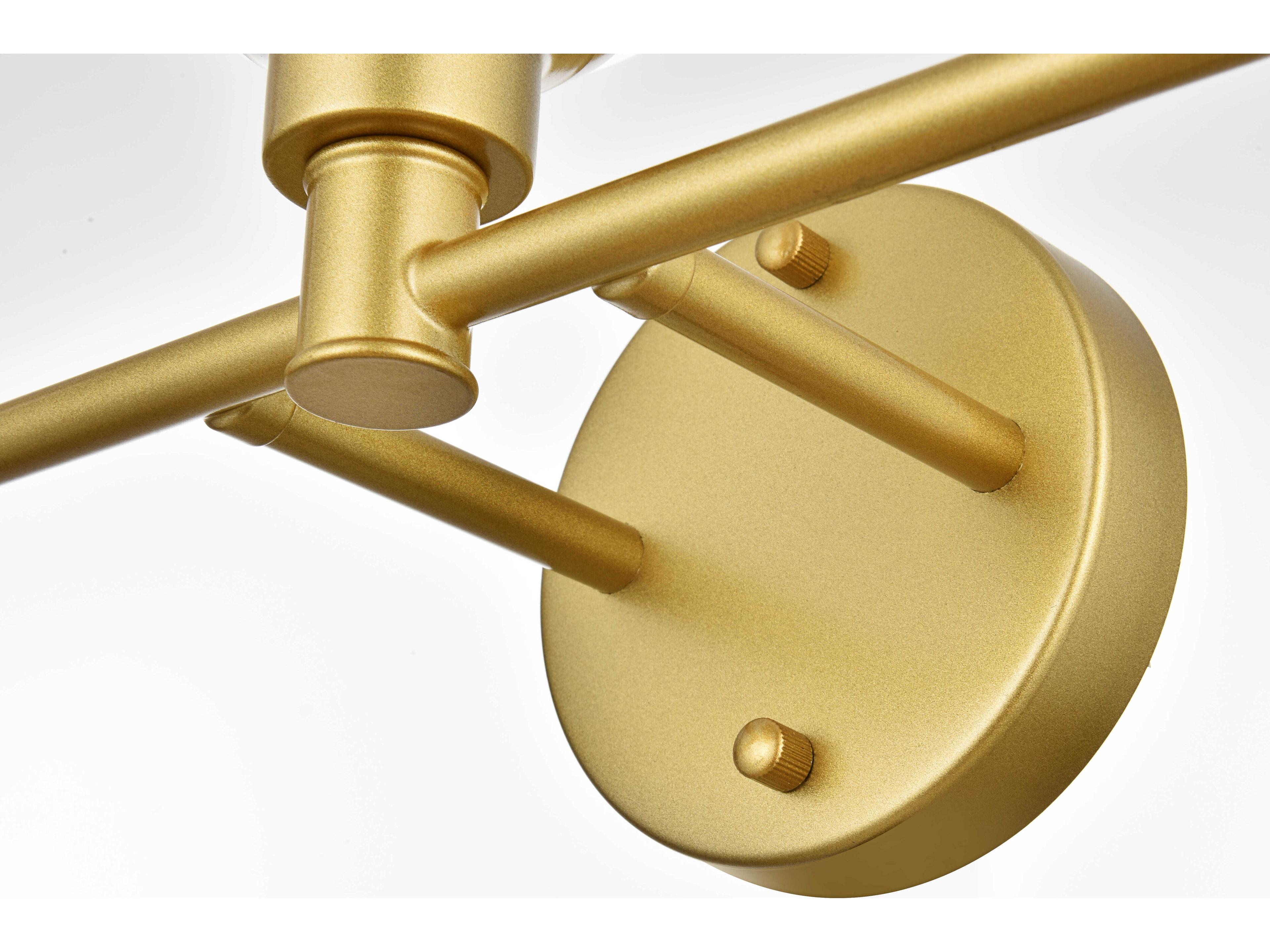 Elegant Lighting Jaelynn 3-Light Brass Glass Vanity Light