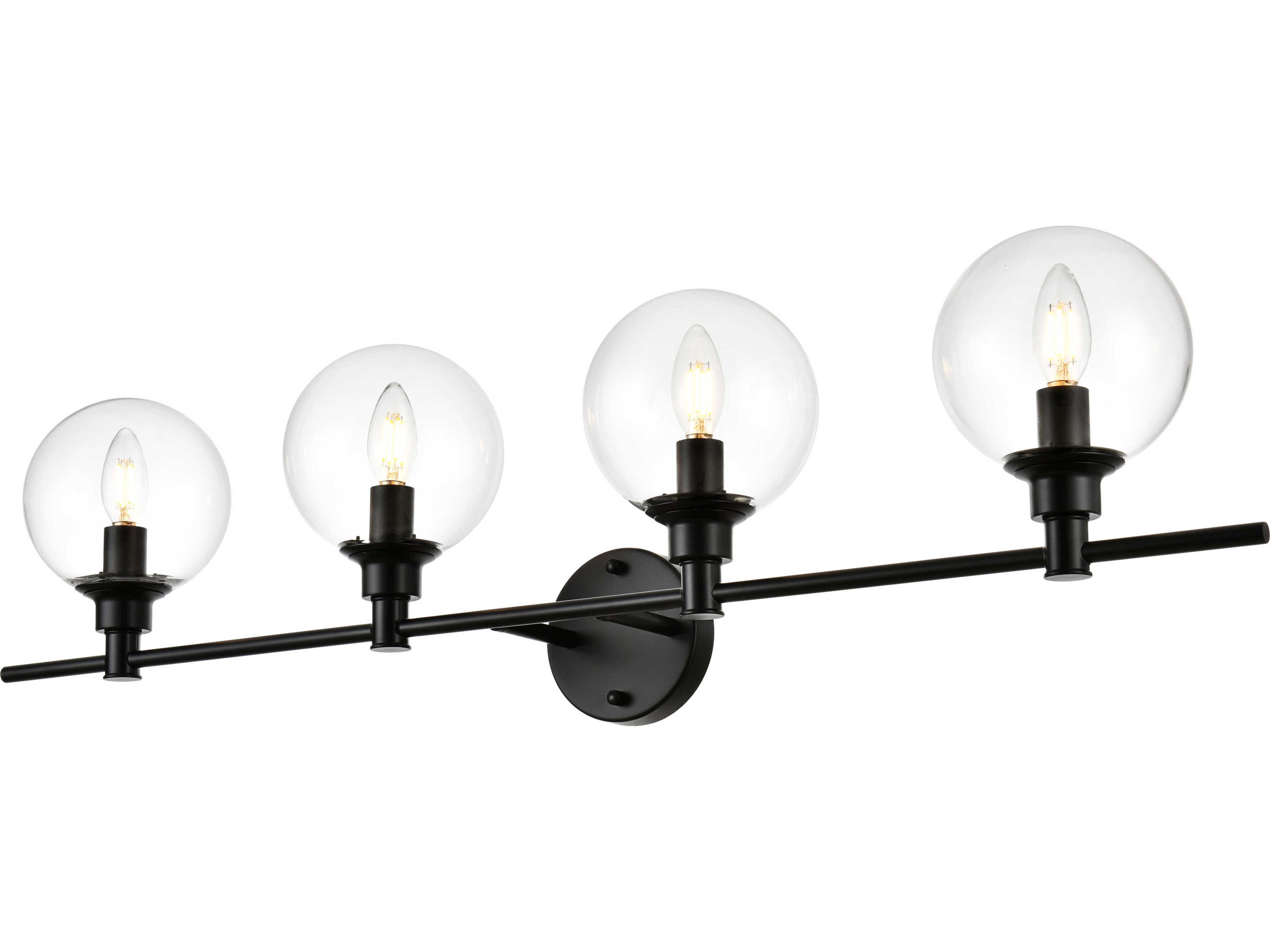 Jaelynn 4-Light Black Glass Vanity Light