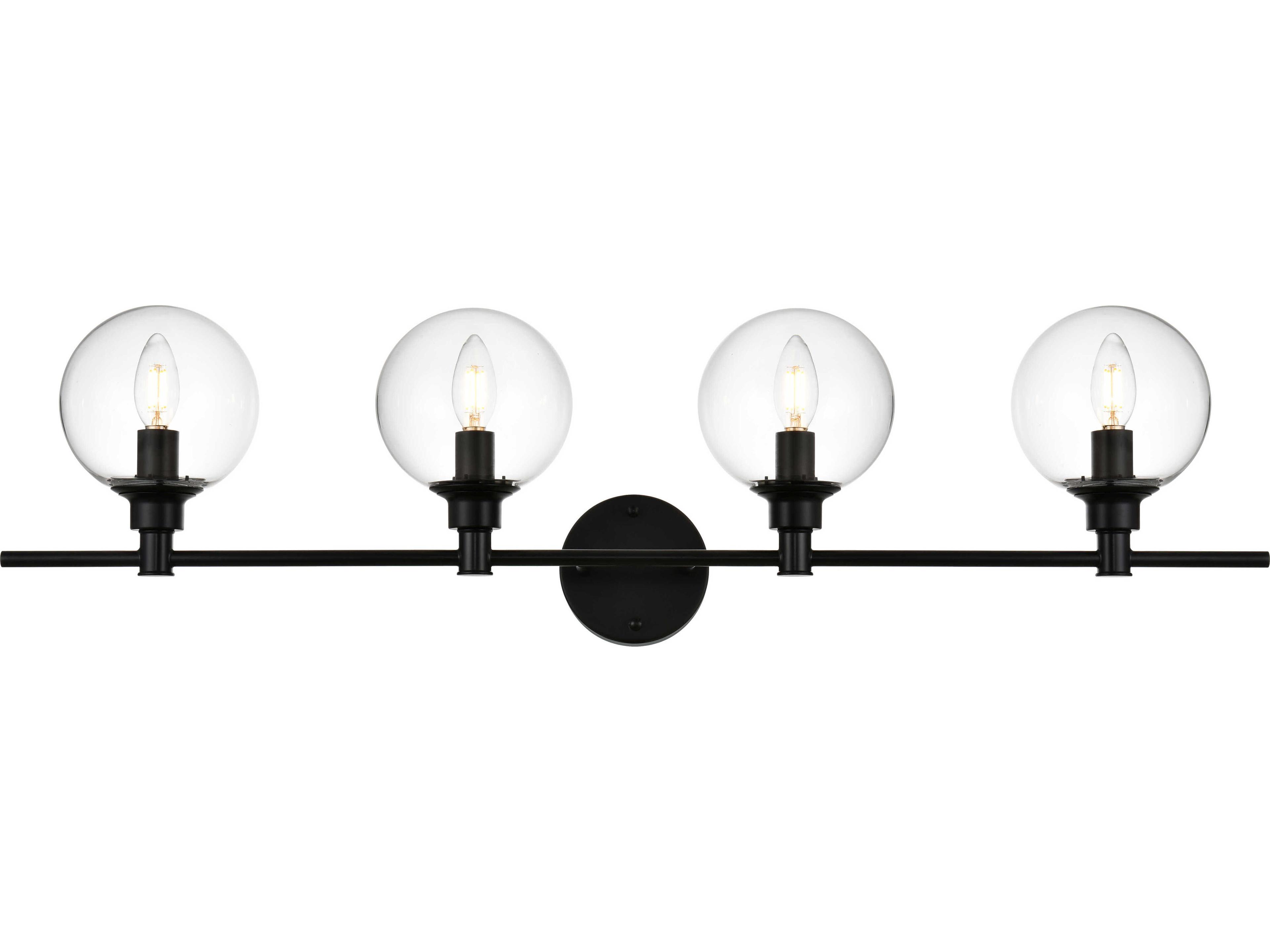 Elegant Lighting Jaelynn 4-Light Black Glass Vanity Light