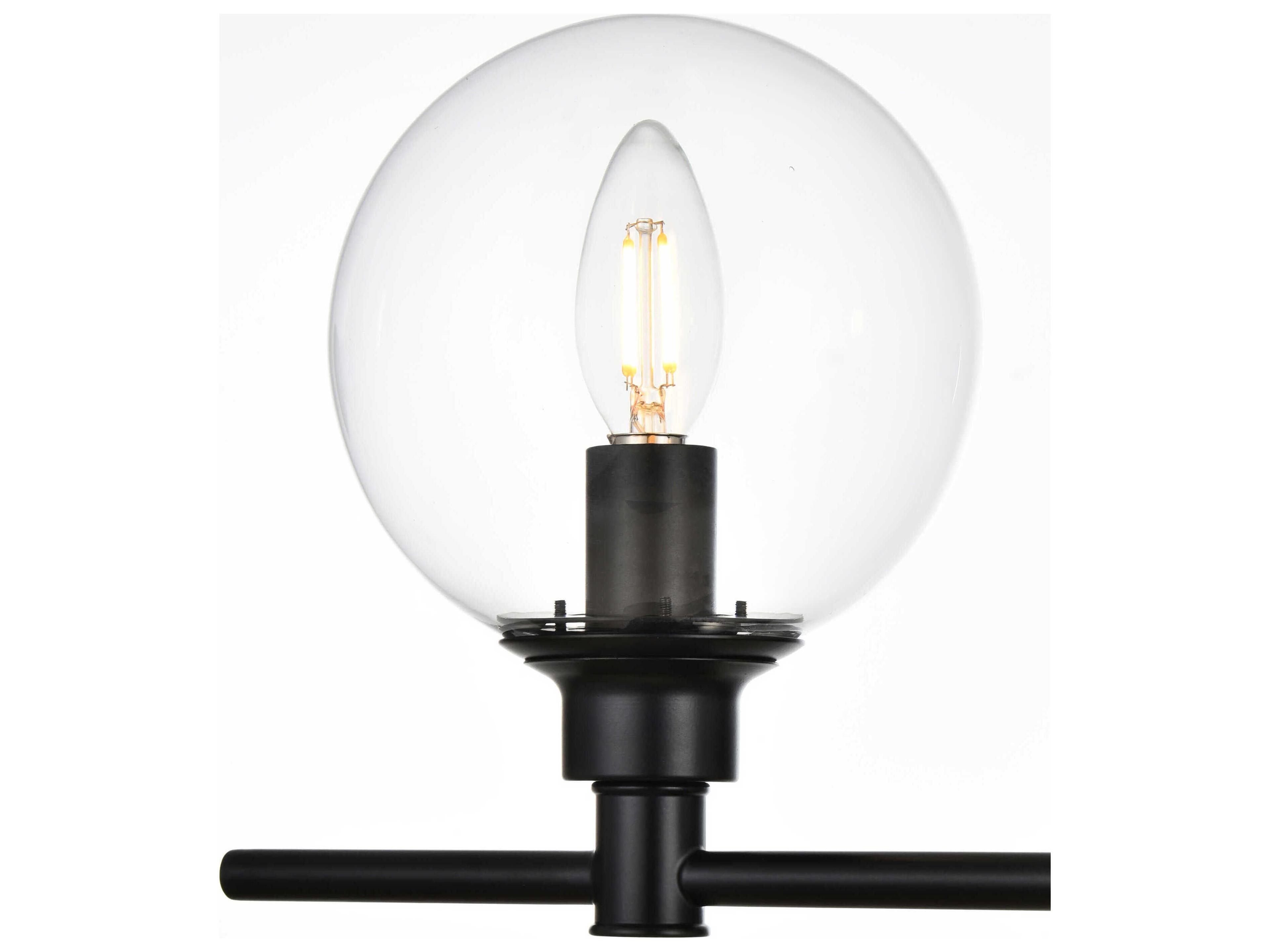 Elegant Lighting Jaelynn 4-Light Black Glass Vanity Light