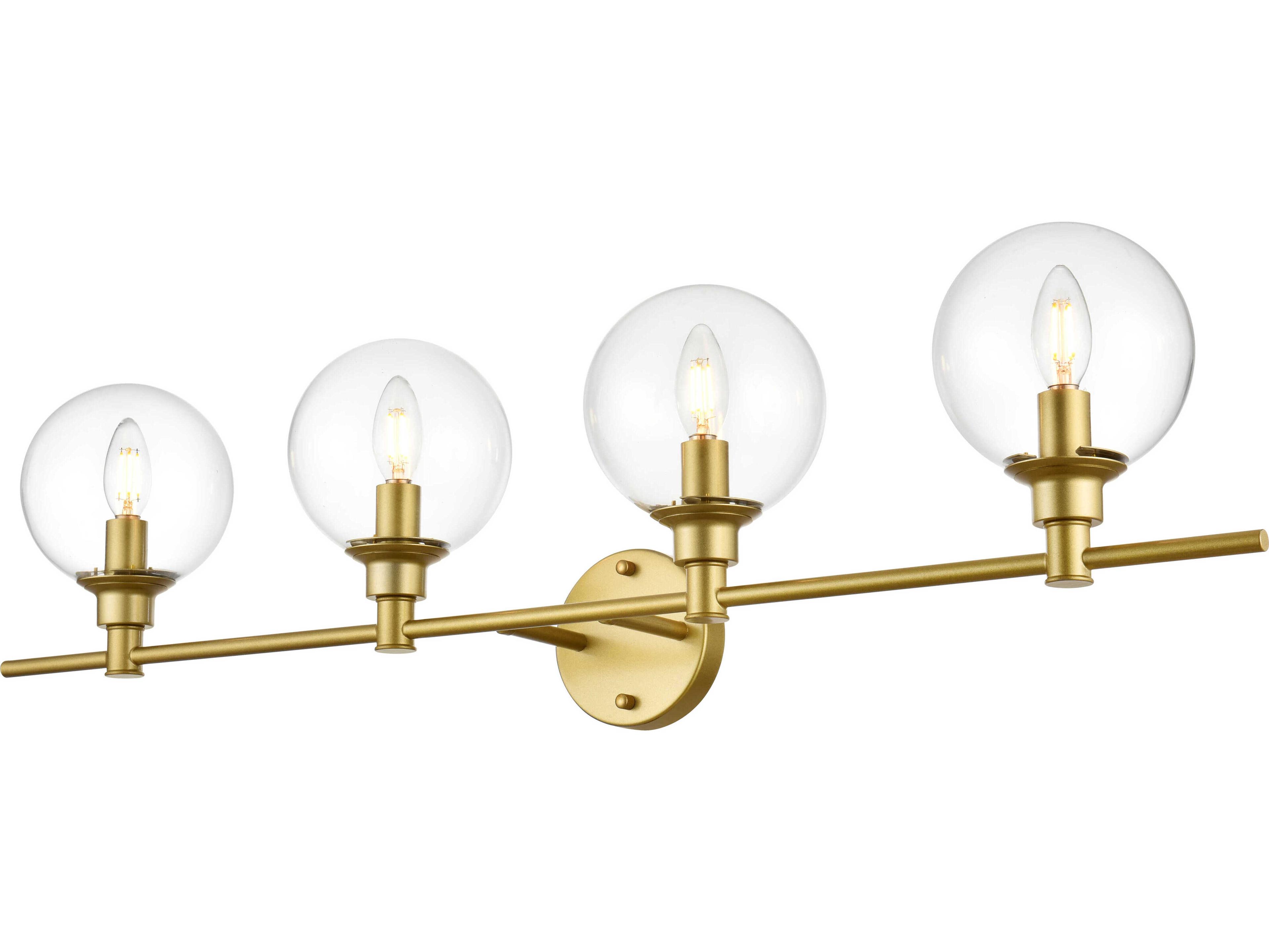 Jaelynn 4-Light Brass Glass Vanity Light