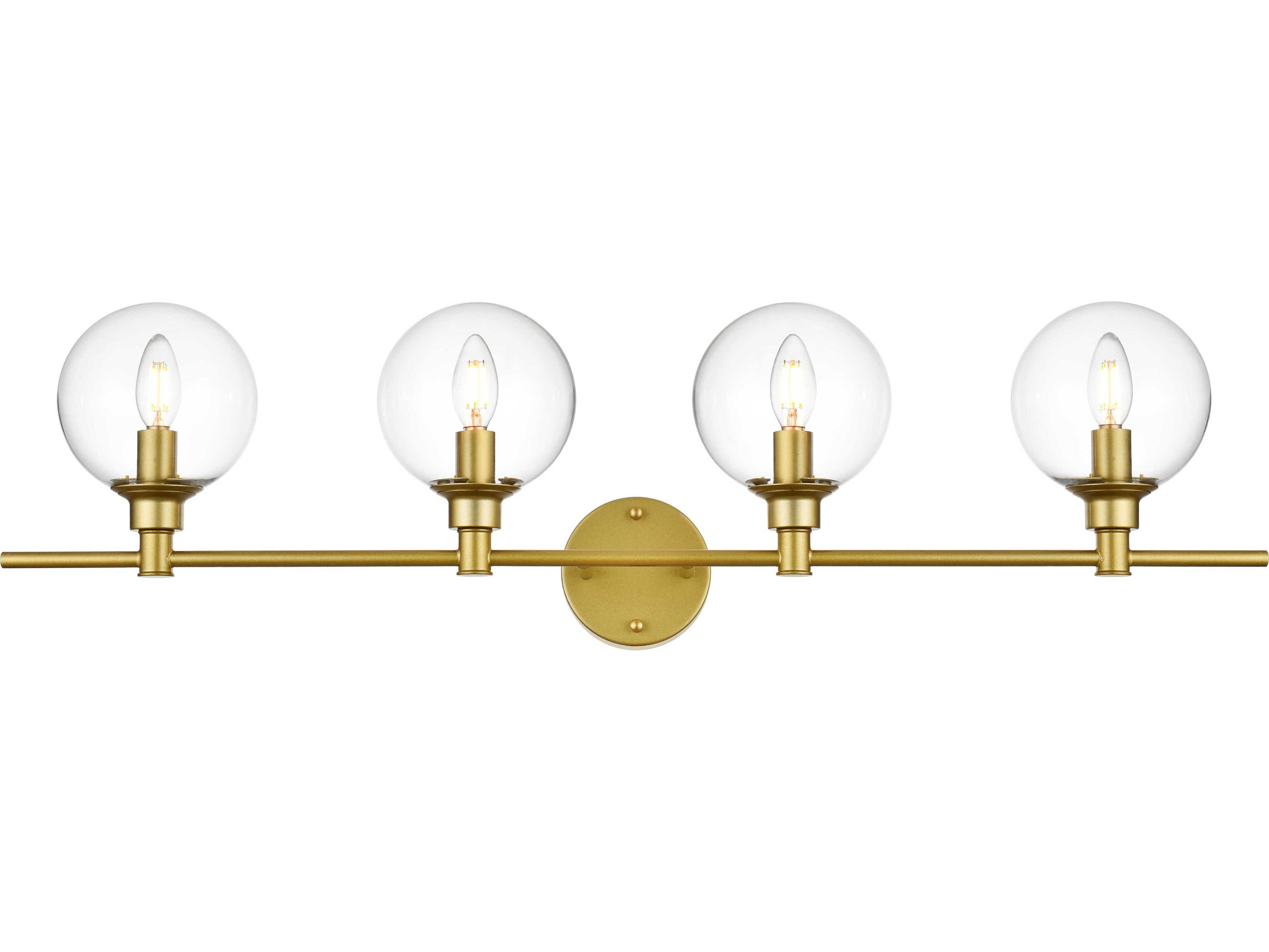 Elegant Lighting Jaelynn 4-Light Brass Glass Vanity Light