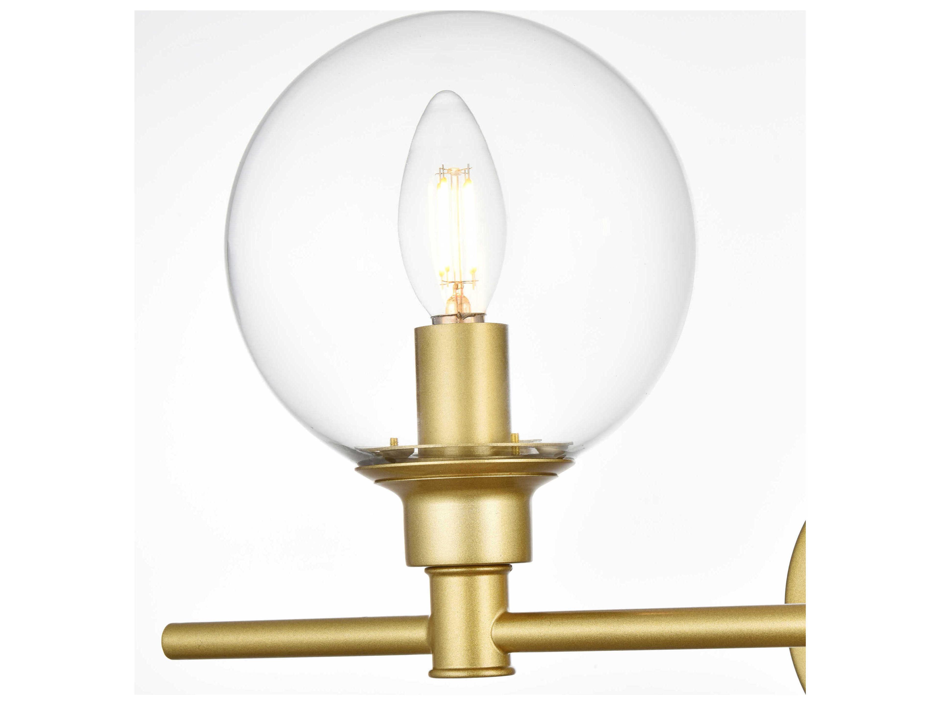 Elegant Lighting Jaelynn 4-Light Brass Glass Vanity Light