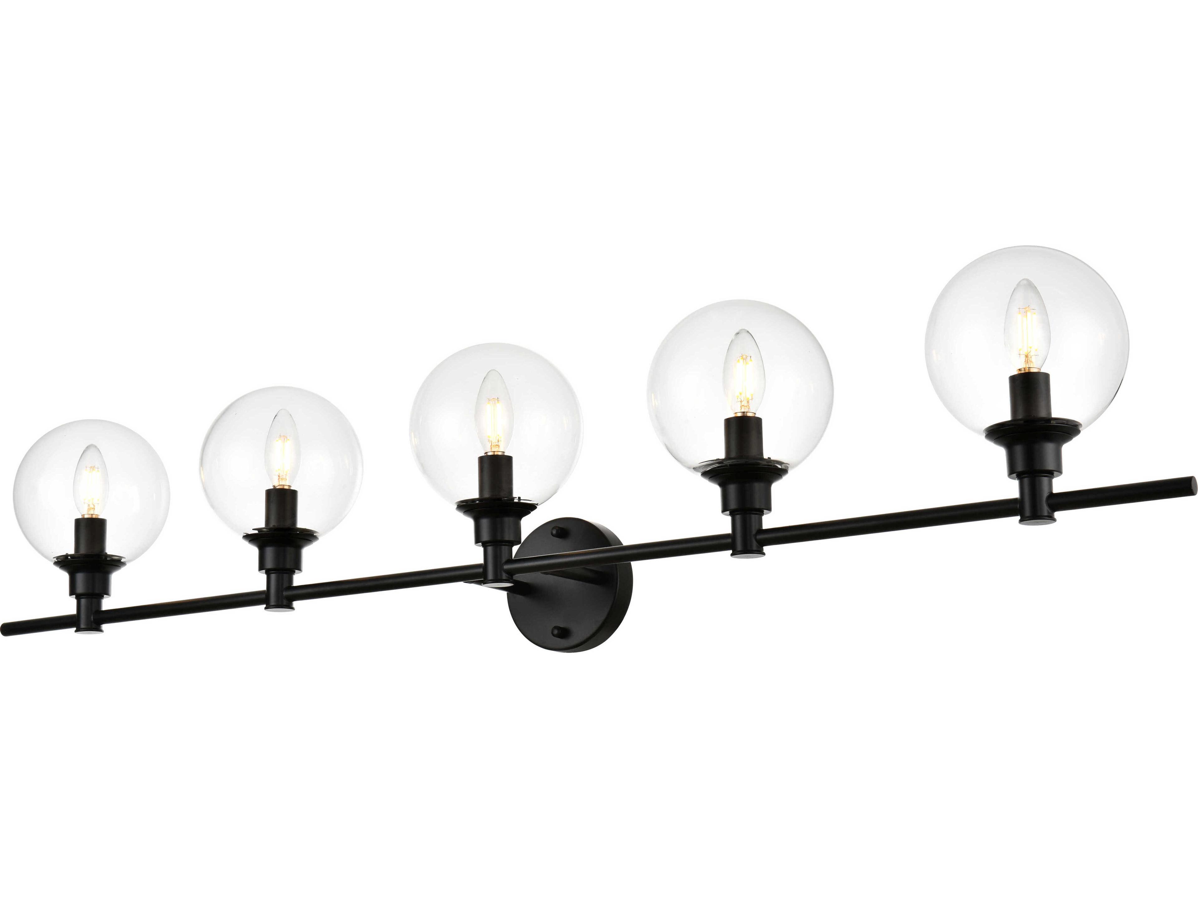 Jaelynn 5-Light Black Glass Vanity Light