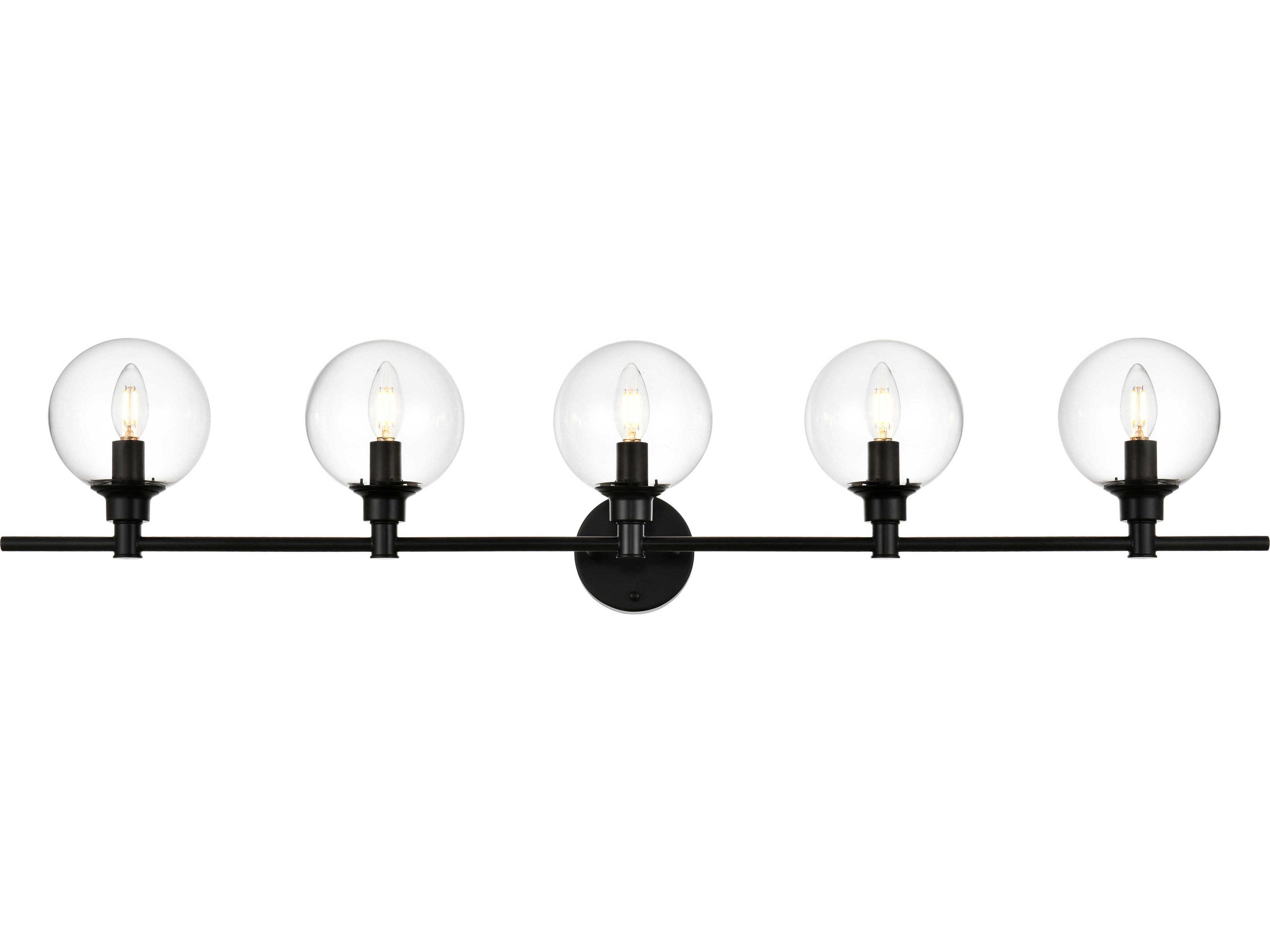 Elegant Lighting Jaelynn 5-Light Black Glass Vanity Light