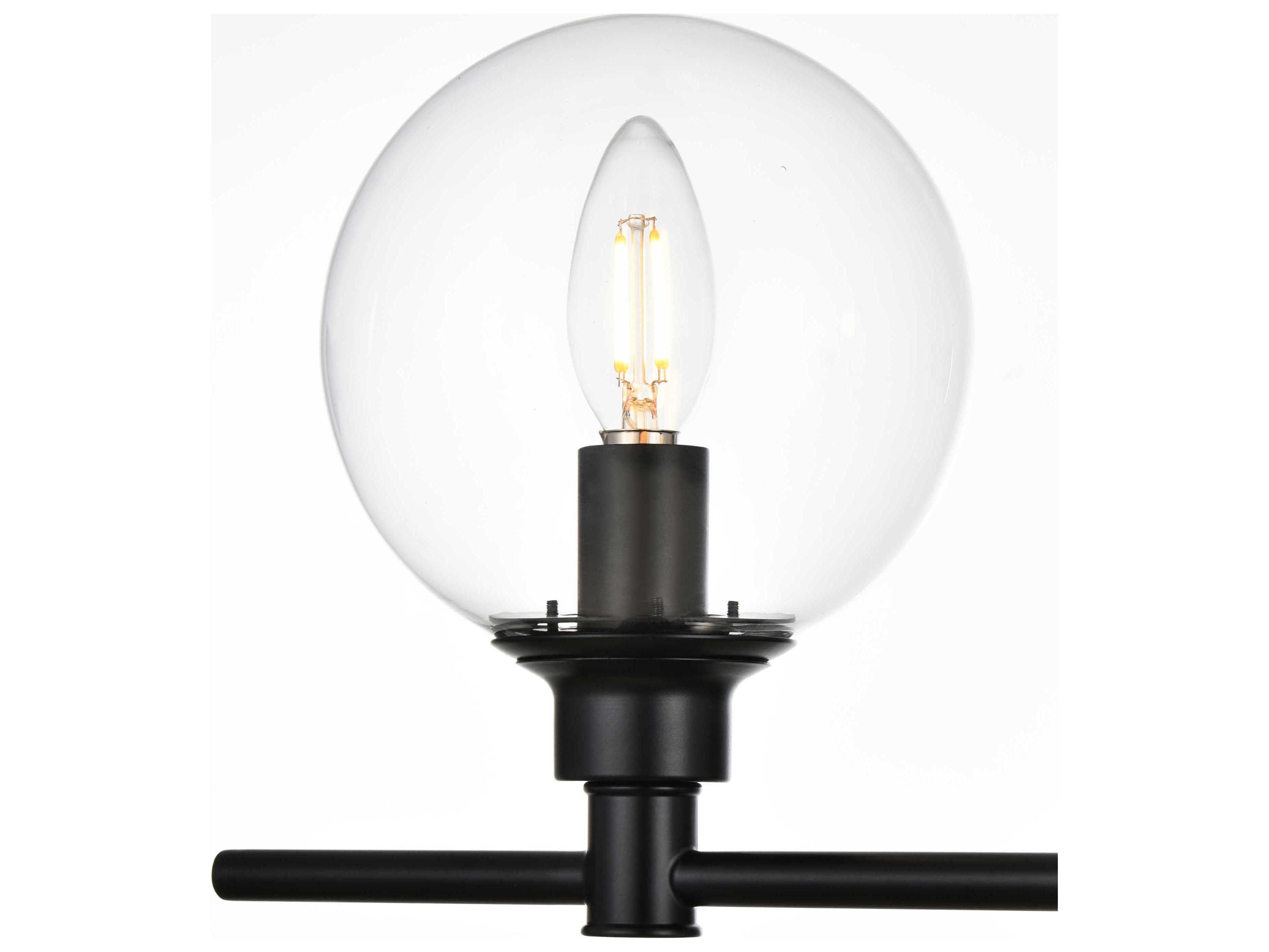 Elegant Lighting Jaelynn 5-Light Black Glass Vanity Light