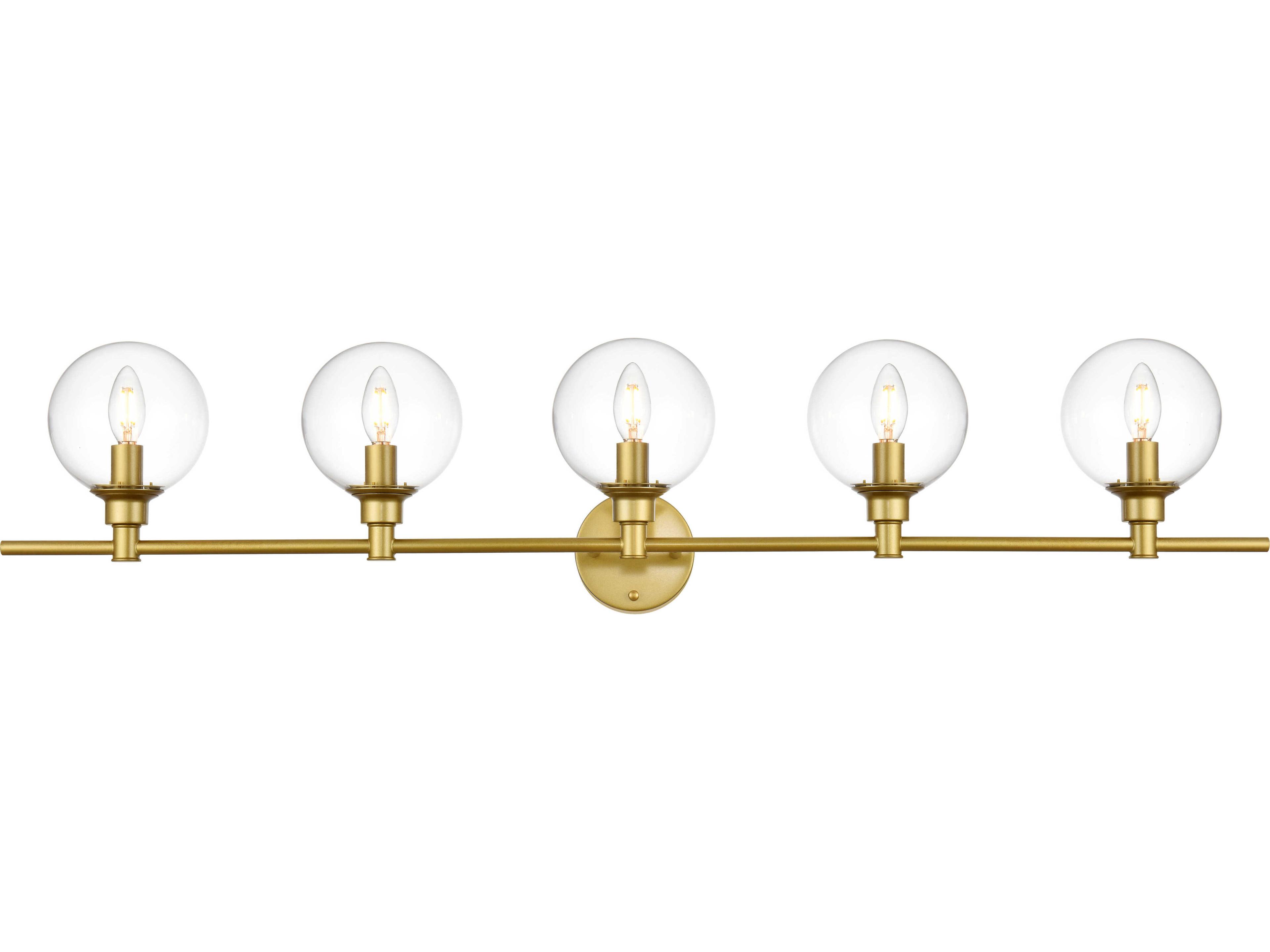 Elegant Lighting Jaelynn 5-Light Brass Glass Vanity Light