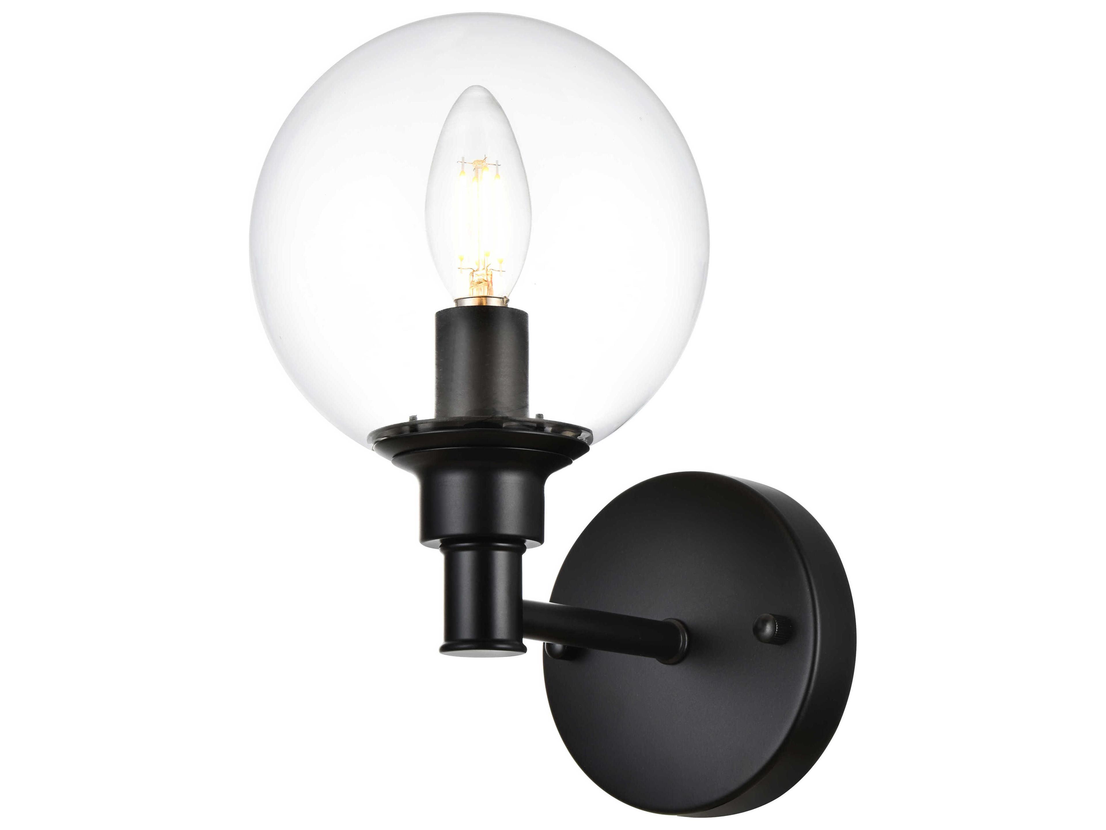 Elegant Lighting Jaelynn 1-Light Black Glass Wall Sconce