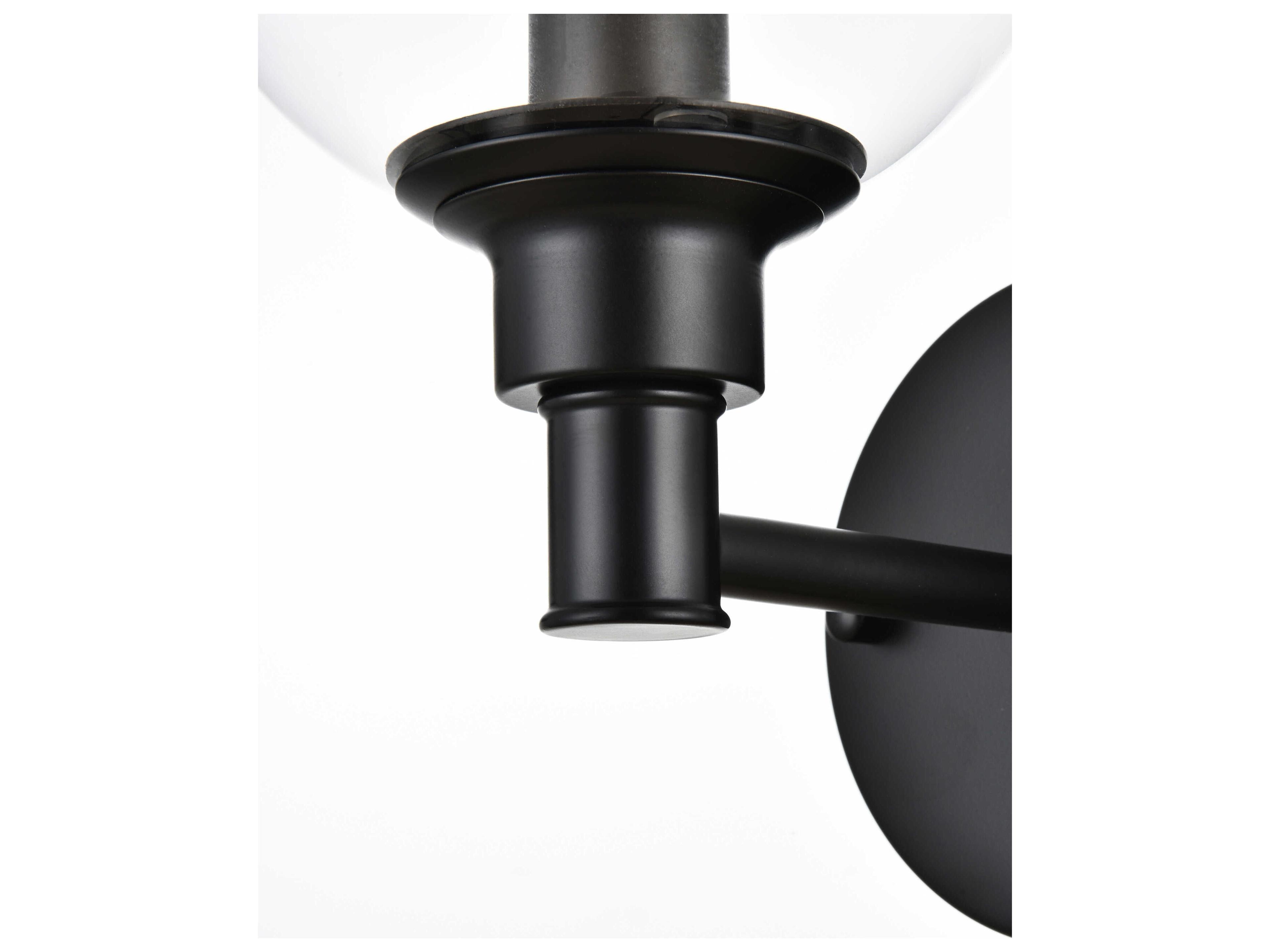 Elegant Lighting Jaelynn 1-Light Black Glass Wall Sconce