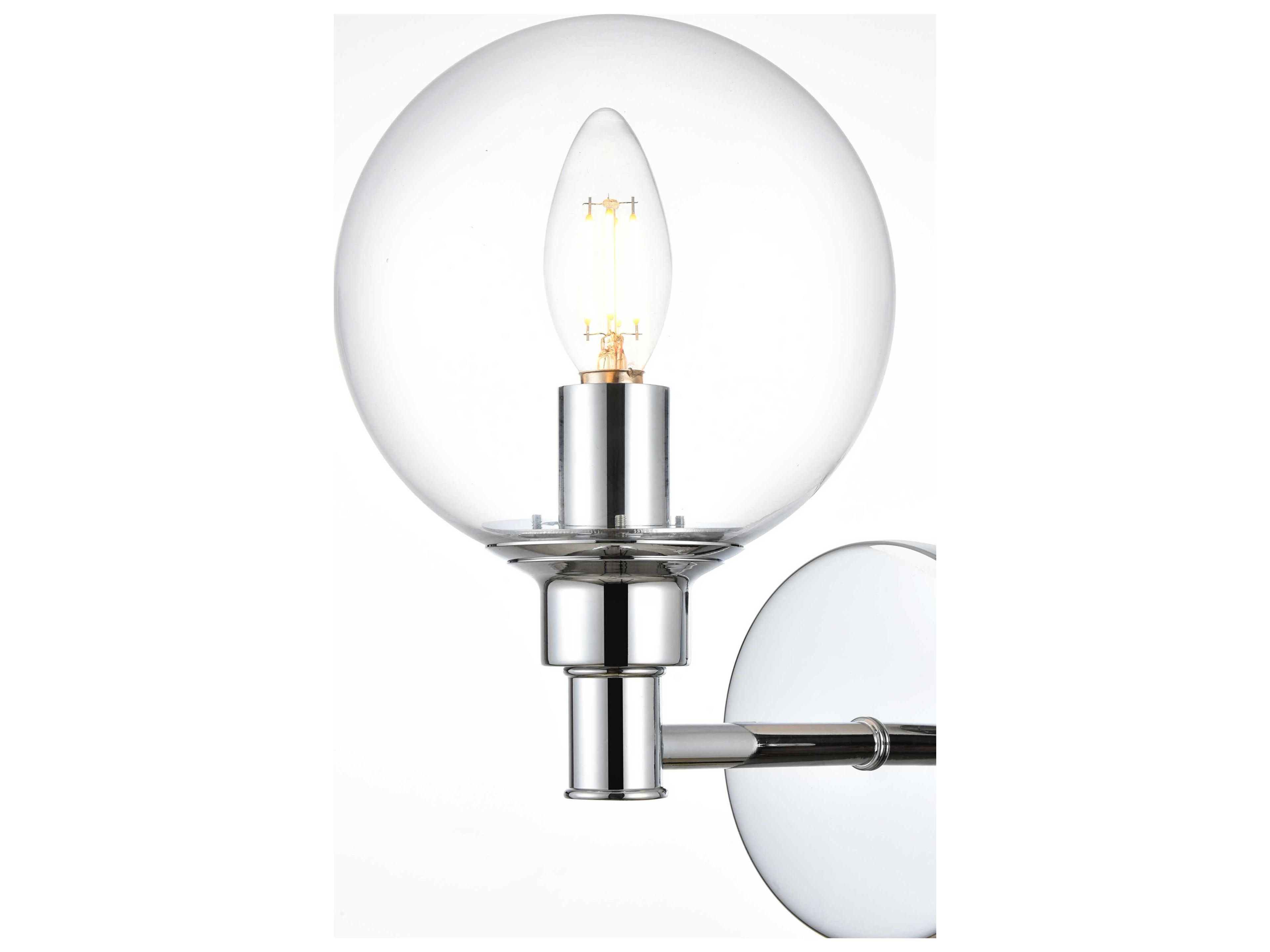 Elegant Lighting Jaelynn 1-Light Chrome Glass Wall Sconce
