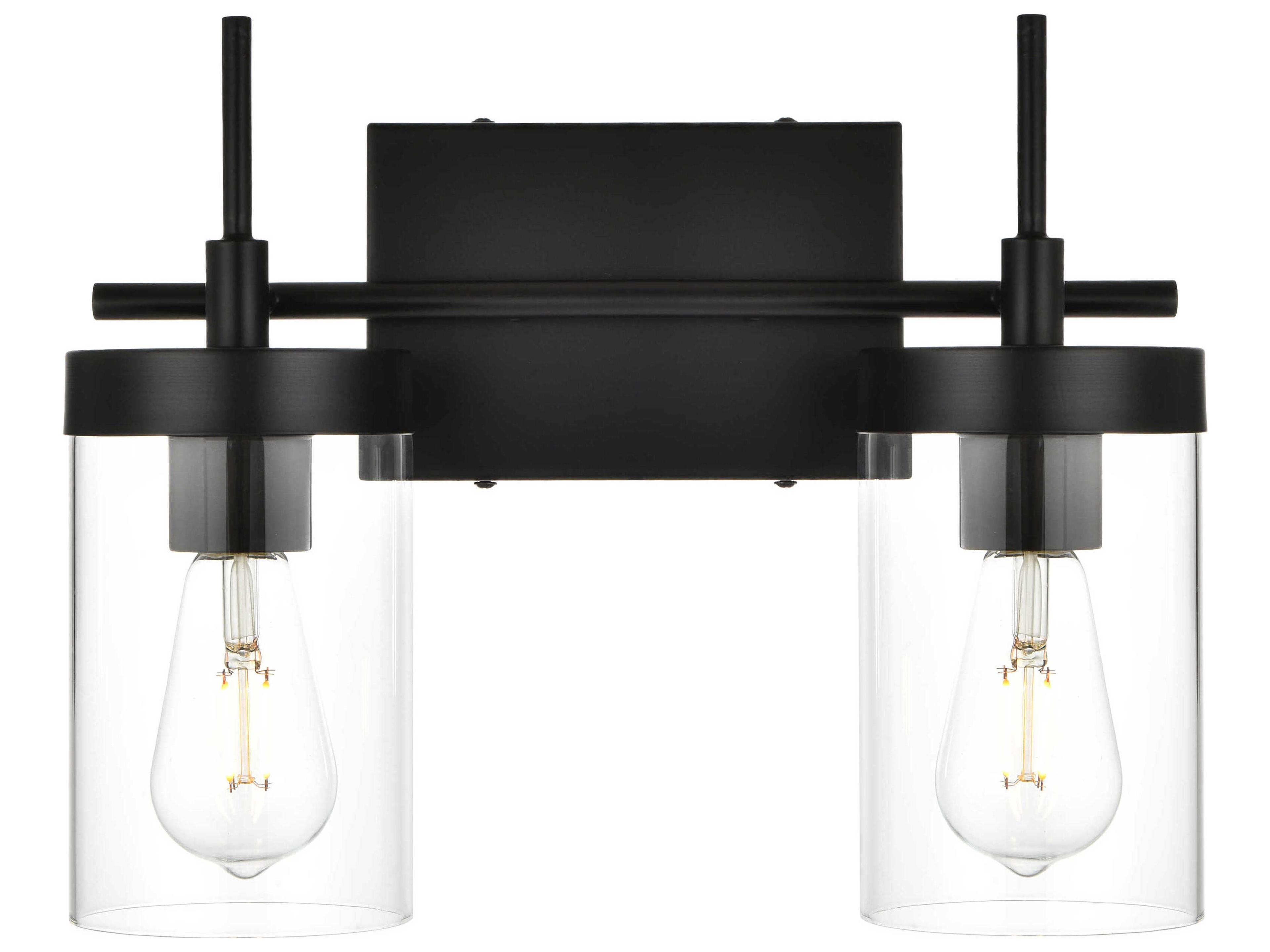 Elegant Lighting Benny 2-Light Black Glass Vanity Light
