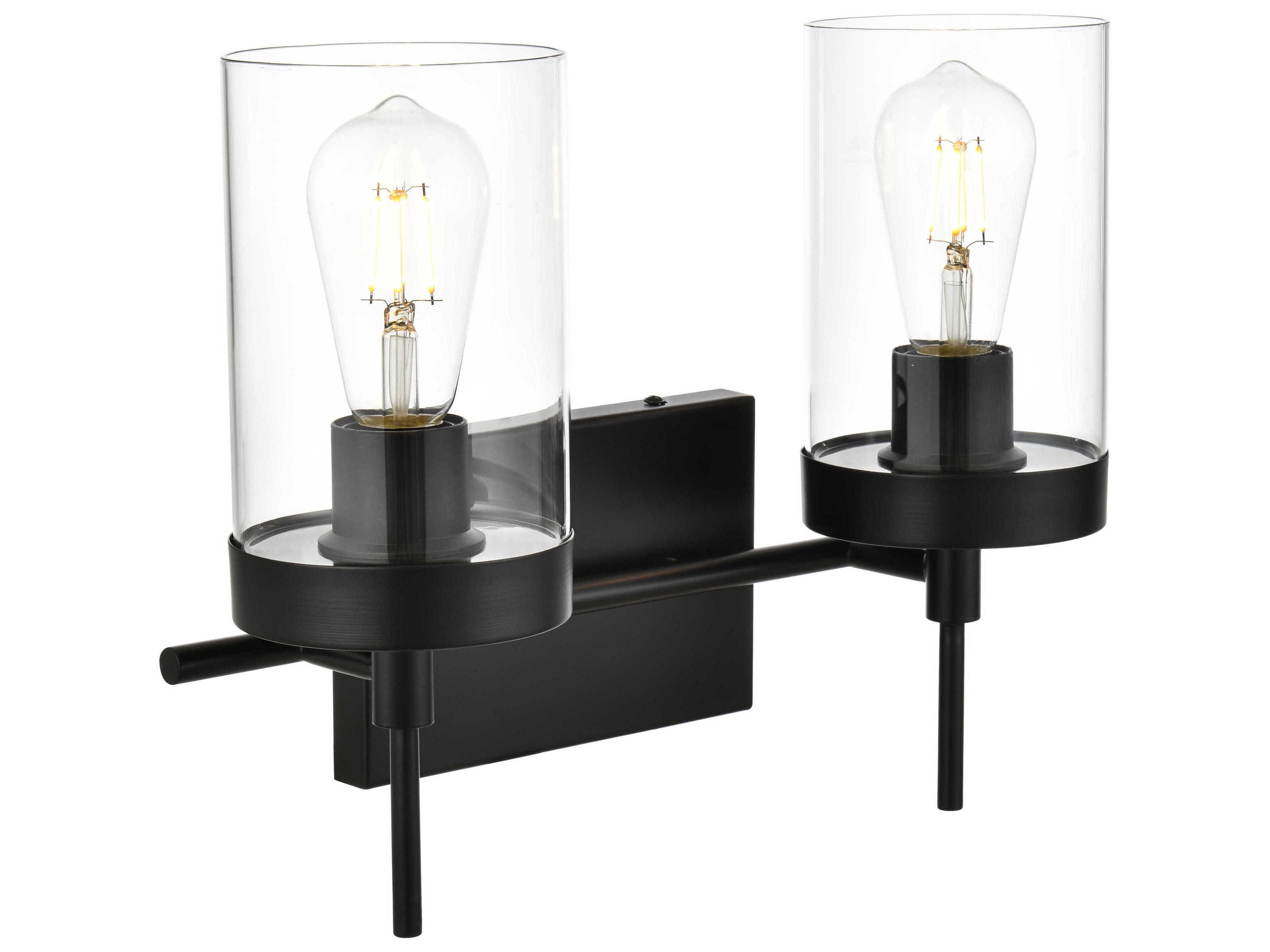 Elegant Lighting Benny 2-Light Black Glass Vanity Light