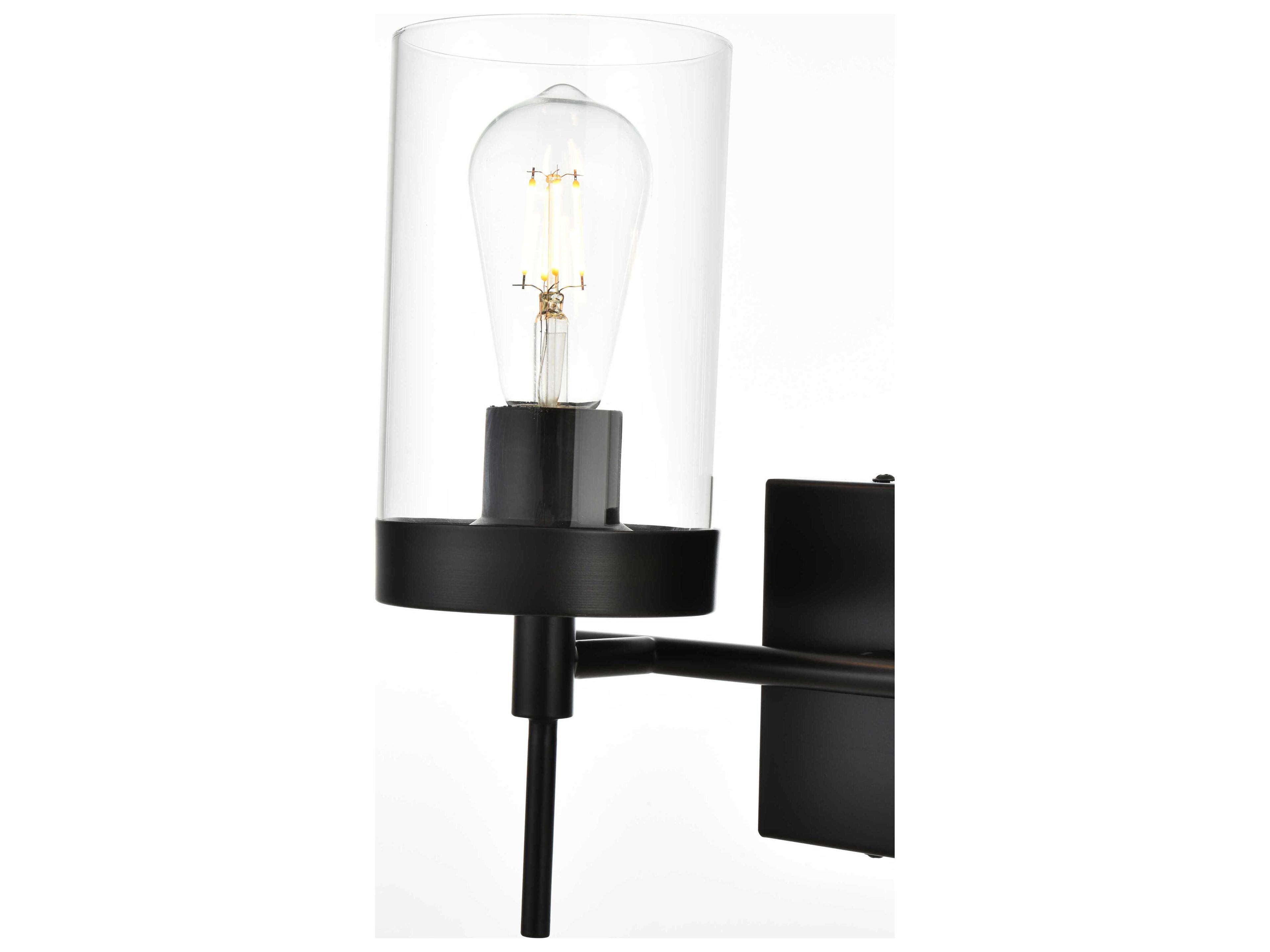 Elegant Lighting Benny 2-Light Black Glass Vanity Light