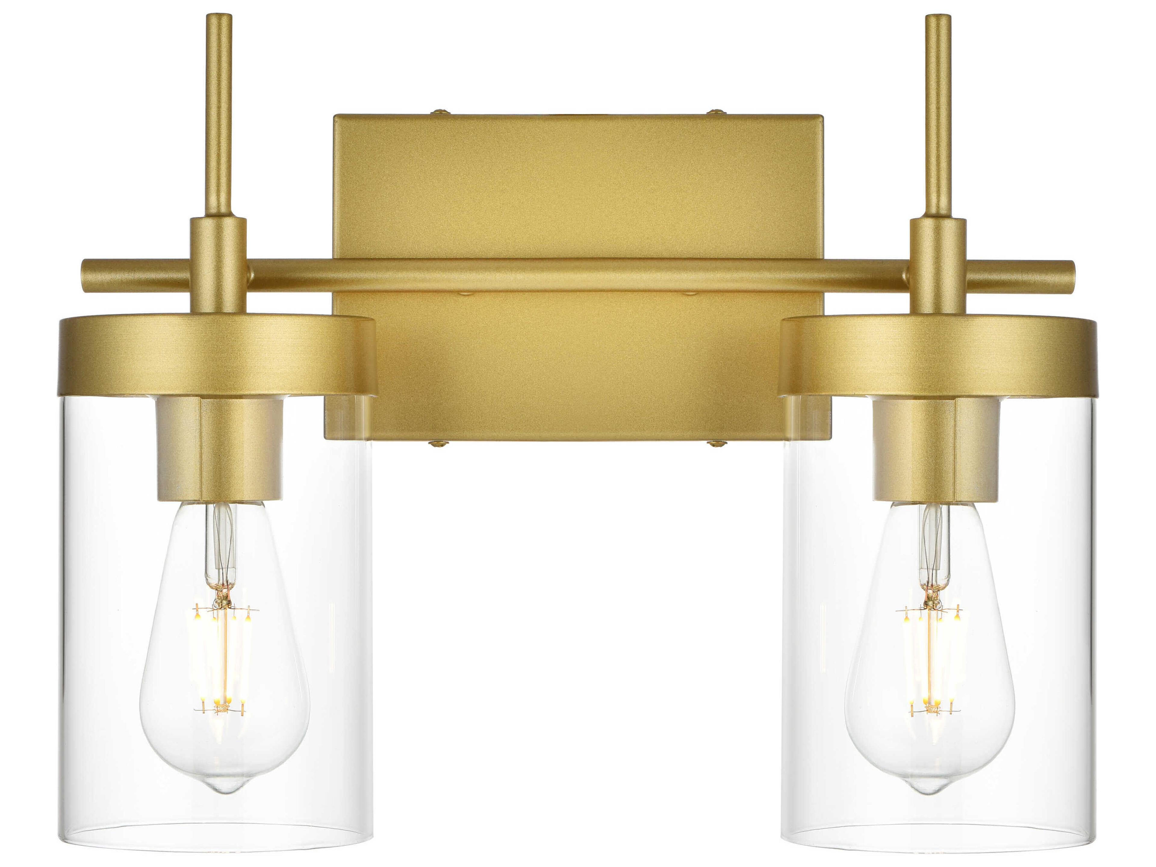 Elegant Lighting Benny 2-Light Brass Glass Vanity Light