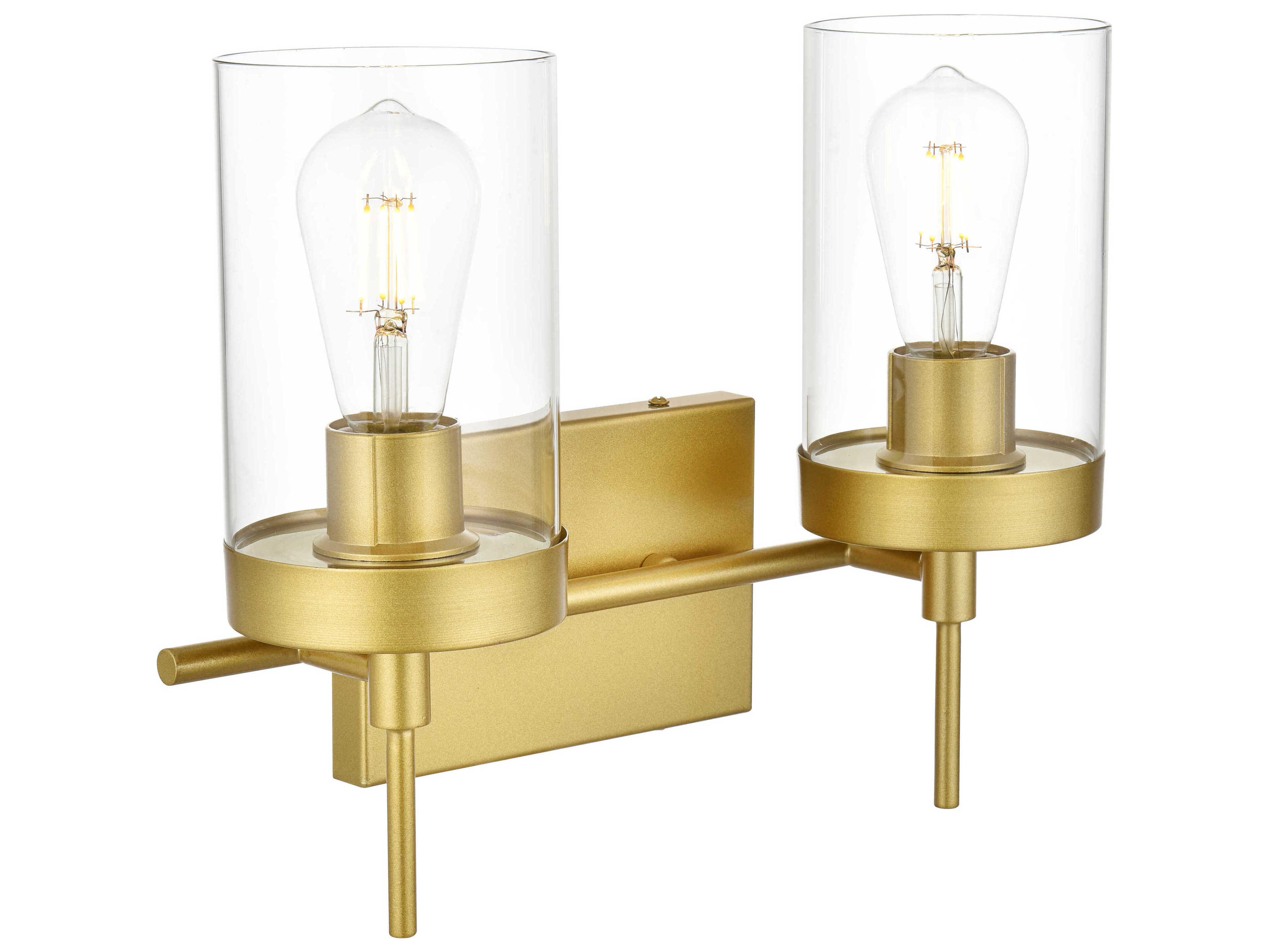 Elegant Lighting Benny 2-Light Brass Glass Vanity Light