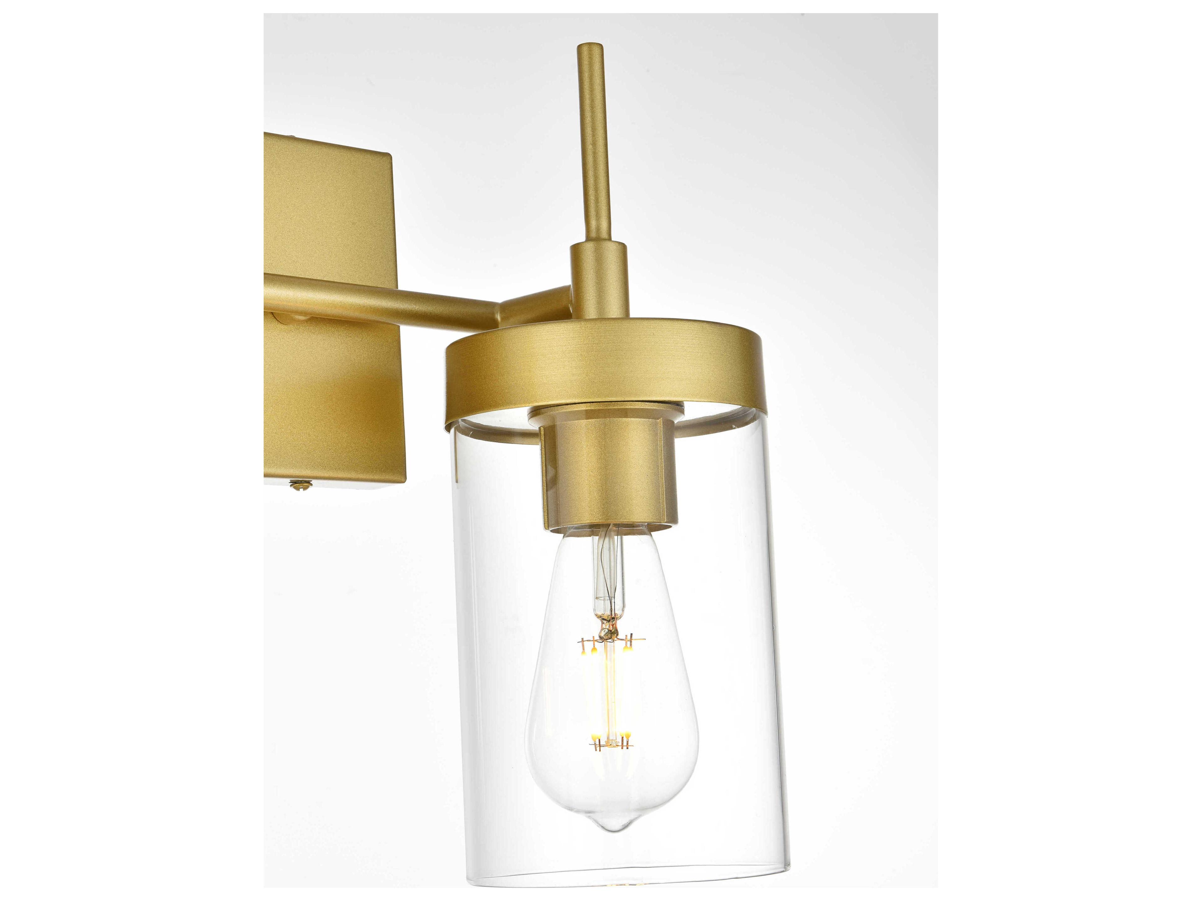 Elegant Lighting Benny 2-Light Brass Glass Vanity Light