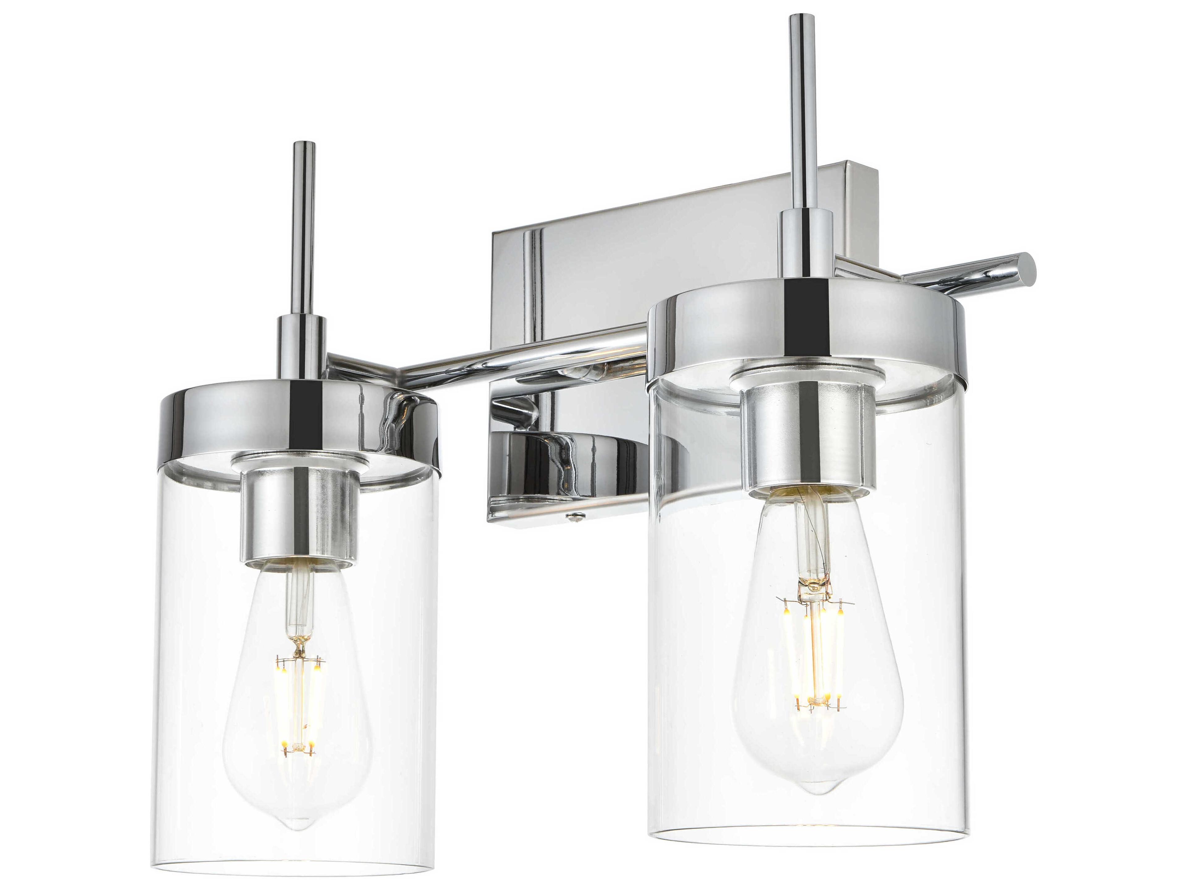 Elegant Lighting Benny 2-Light Chrome Glass Vanity Light