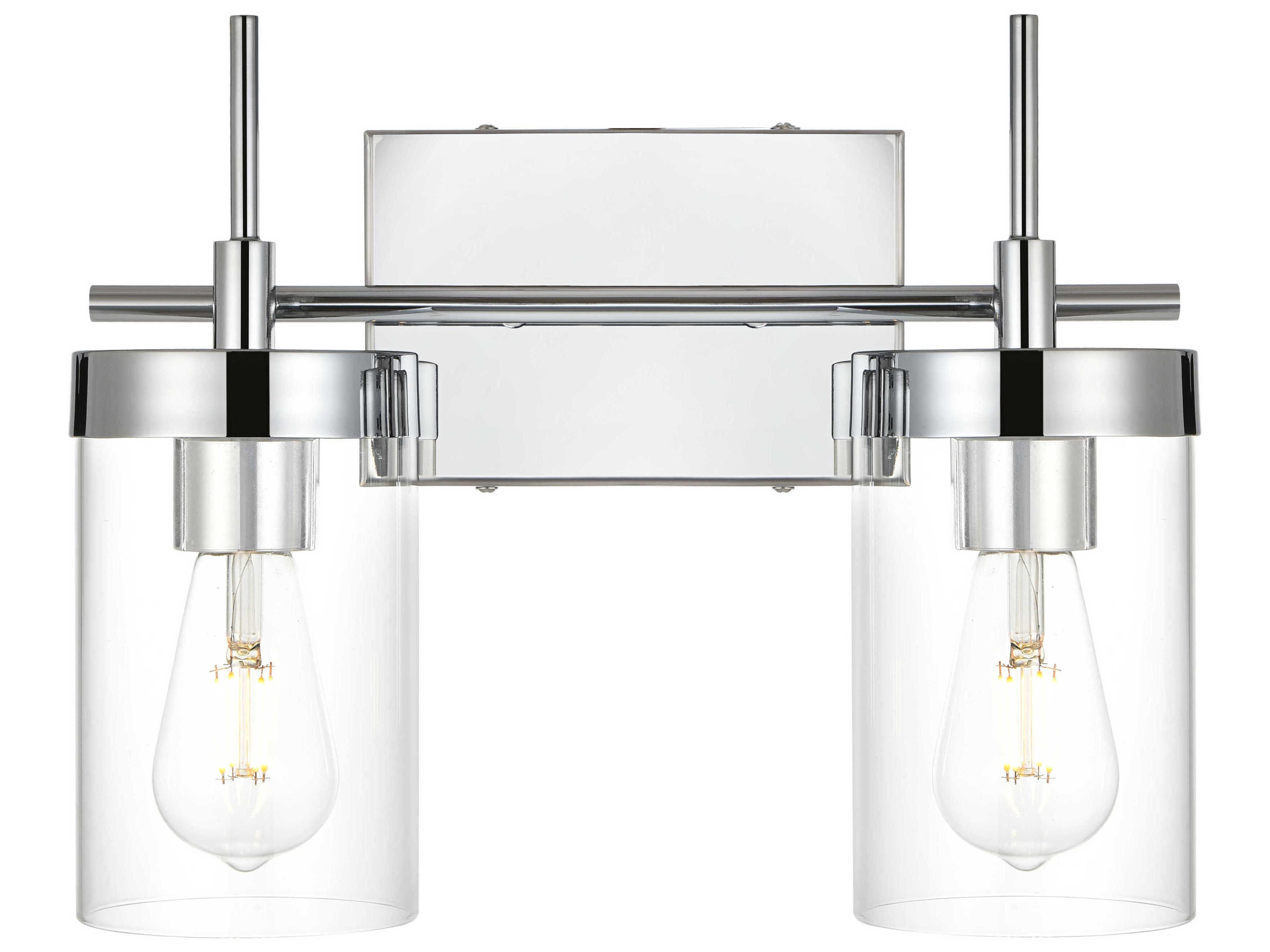 Elegant Lighting Benny 2-Light Chrome Glass Vanity Light