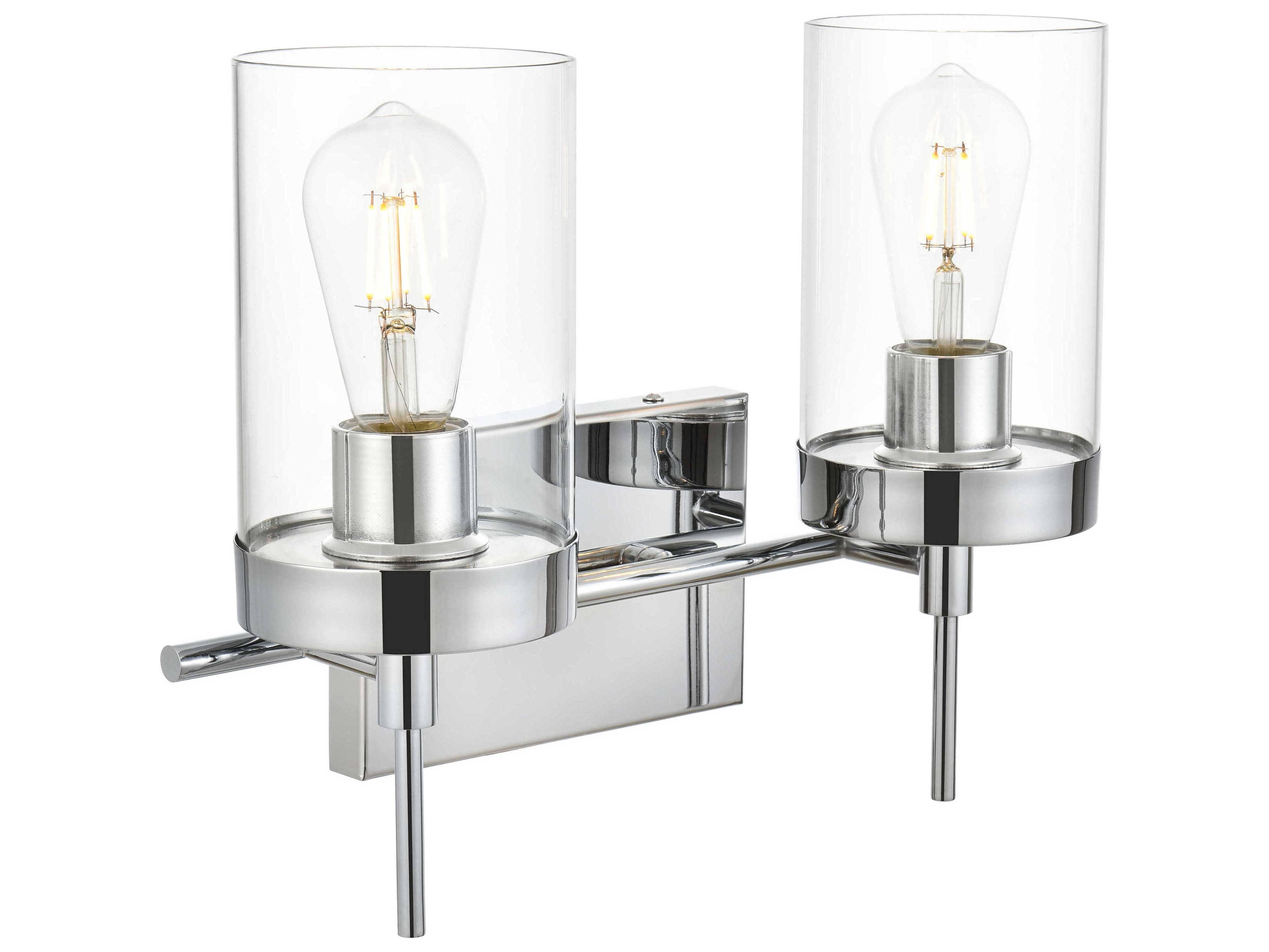 Elegant Lighting Benny 2-Light Chrome Glass Vanity Light