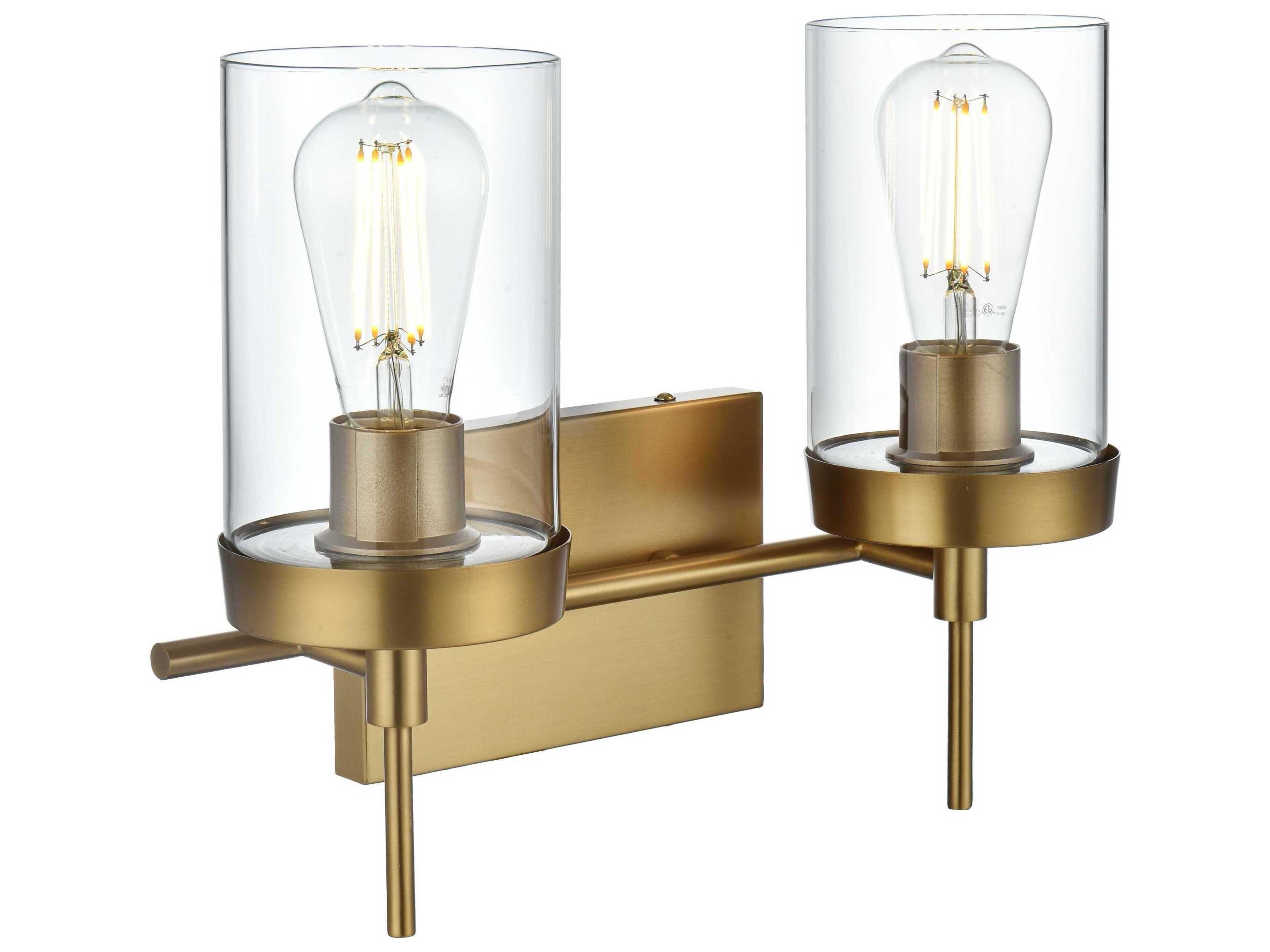 Elegant Lighting Taryin 2-Light Satin Gold Vanity Light