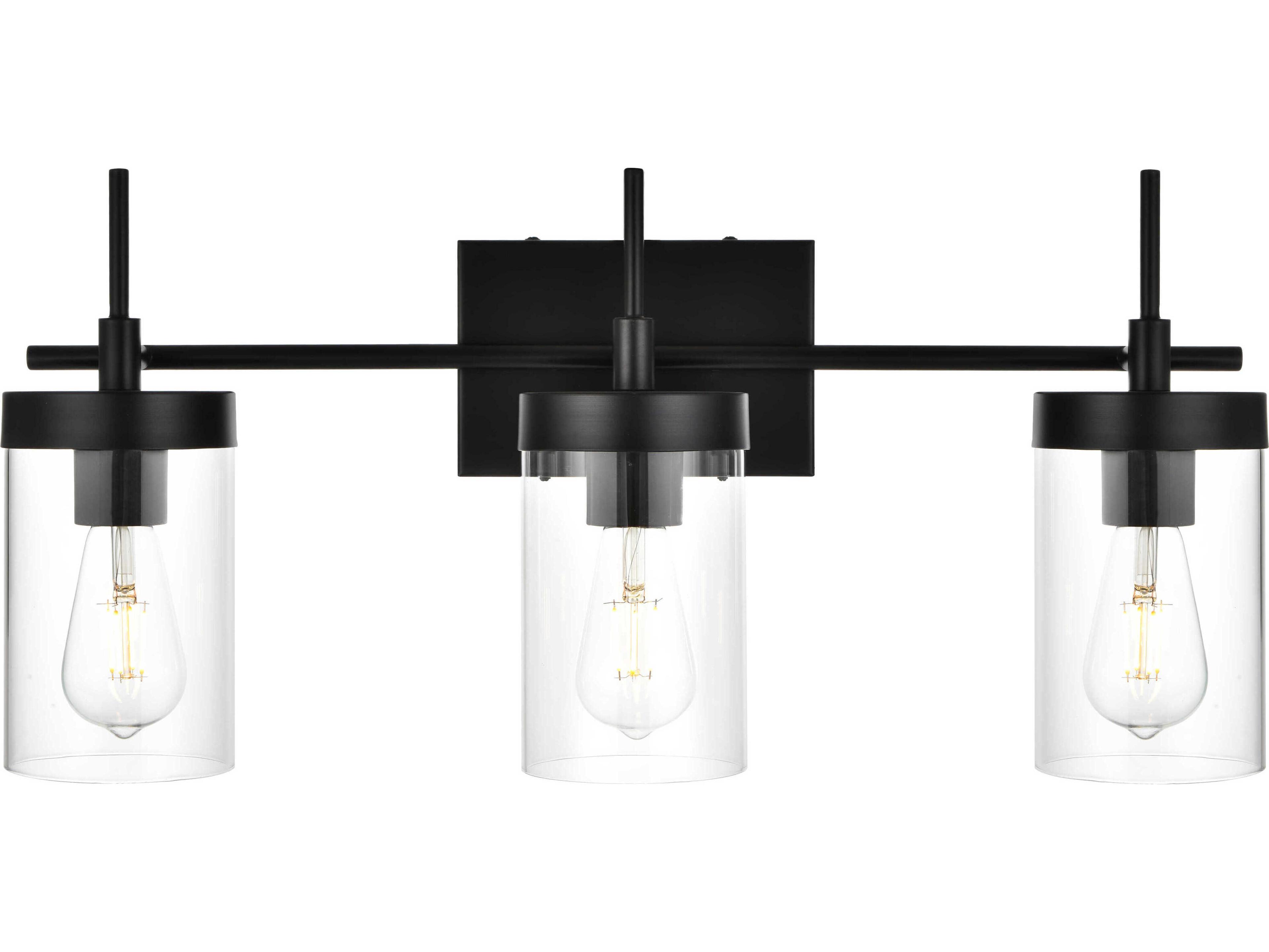 Elegant Lighting Benny 3-Light Black Glass Vanity Light