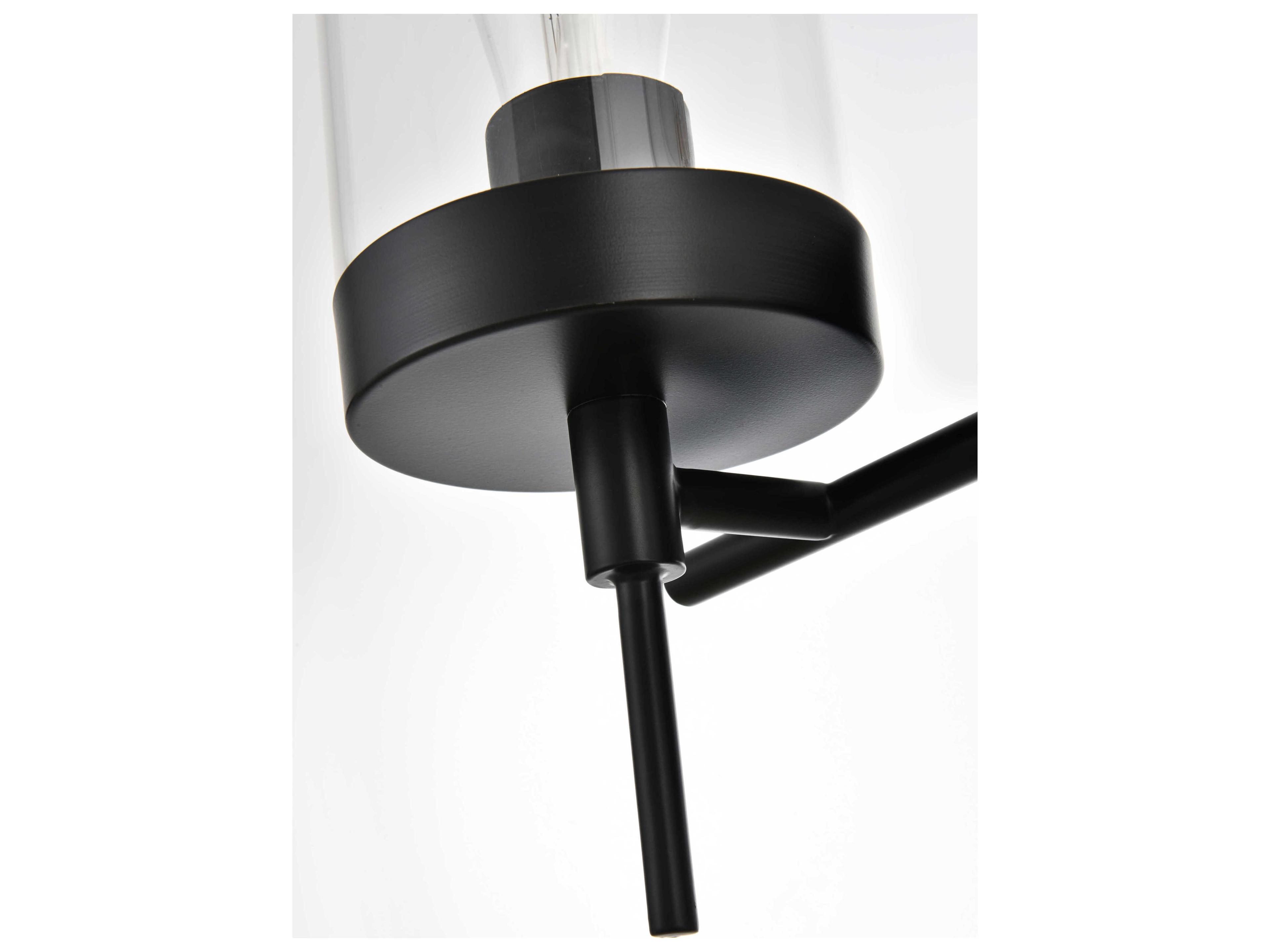 Elegant Lighting Benny 3-Light Black Glass Vanity Light