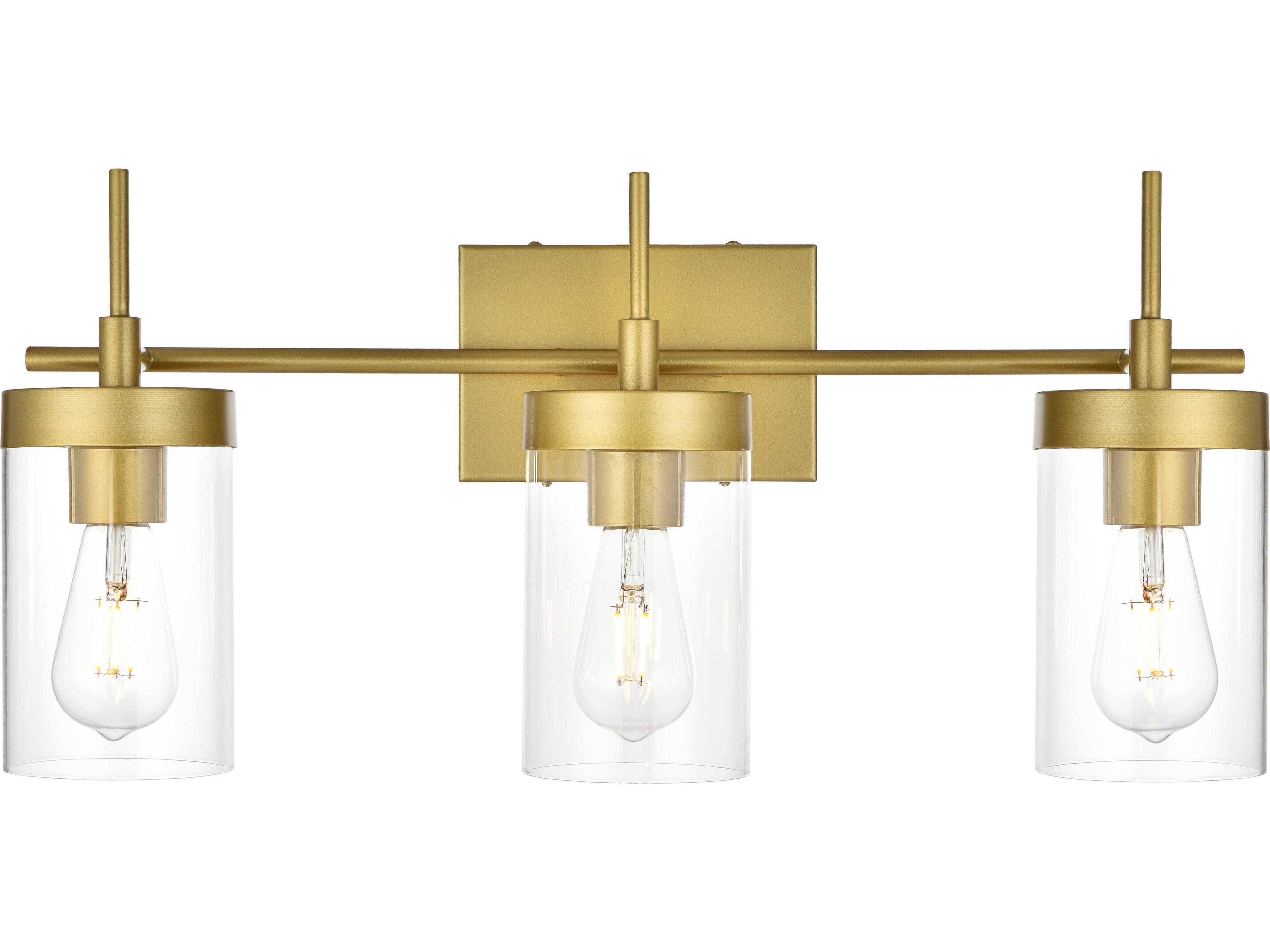 Elegant Lighting Benny 3-Light Brass Glass Vanity Light