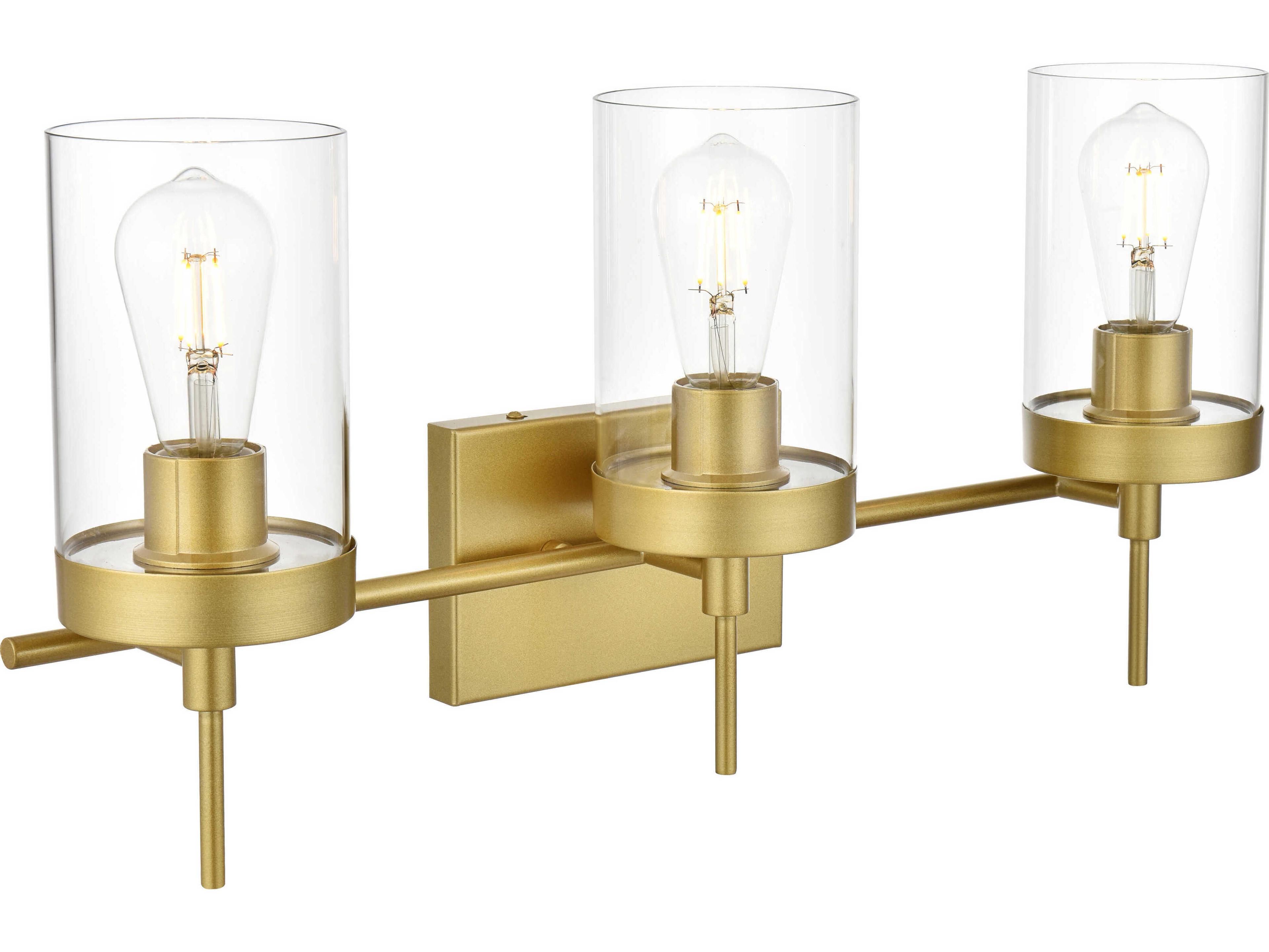Elegant Lighting Benny 3-Light Brass Glass Vanity Light