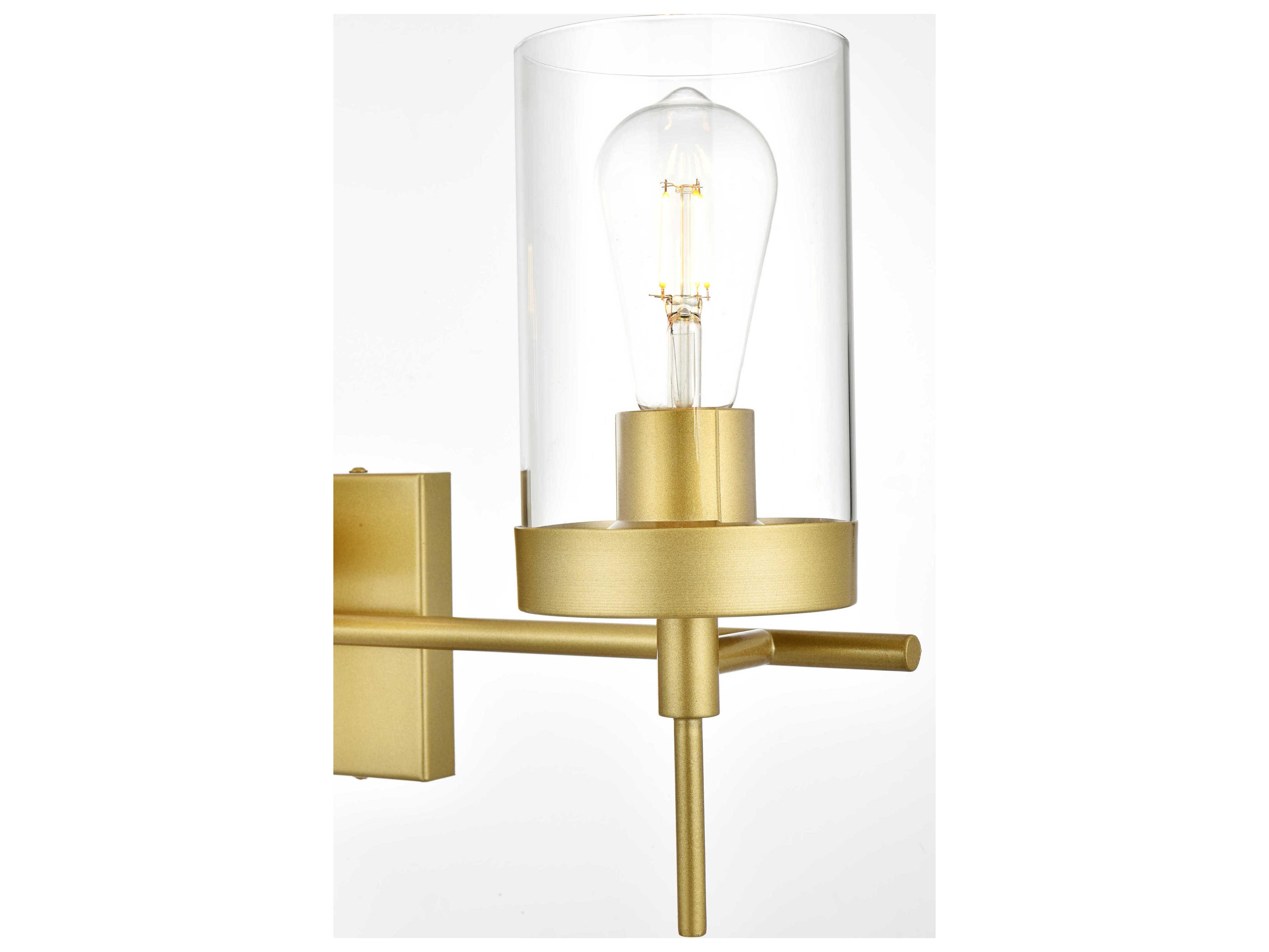 Elegant Lighting Benny 3-Light Brass Glass Vanity Light