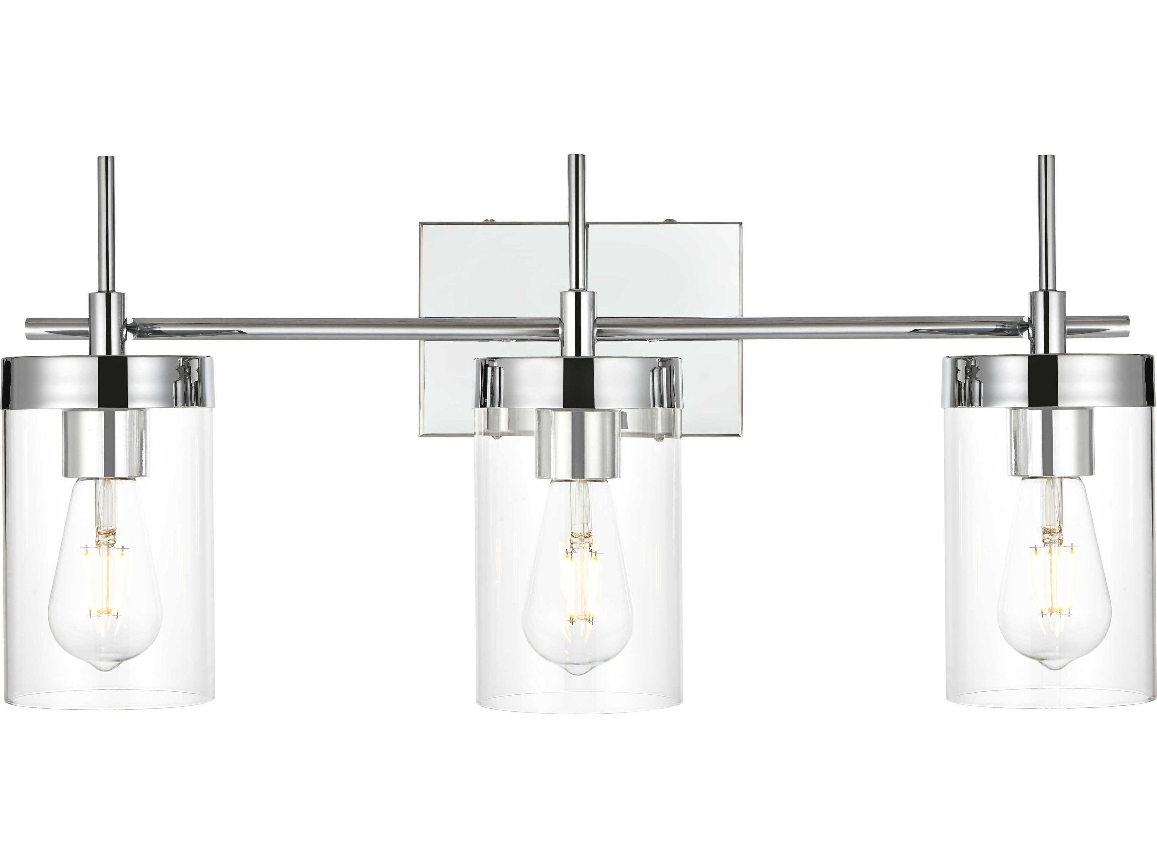 Elegant Lighting Benny 3-Light Chrome Glass Vanity Light