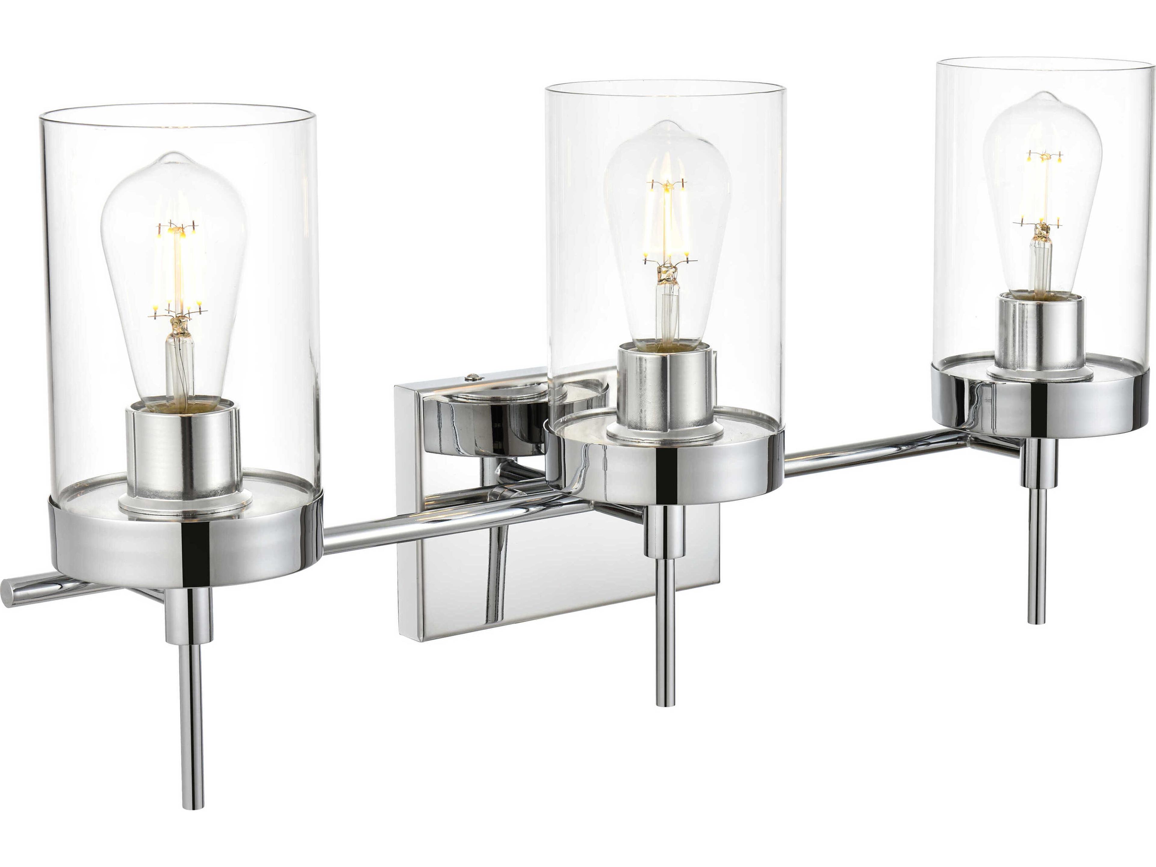 Elegant Lighting Benny 3-Light Chrome Glass Vanity Light