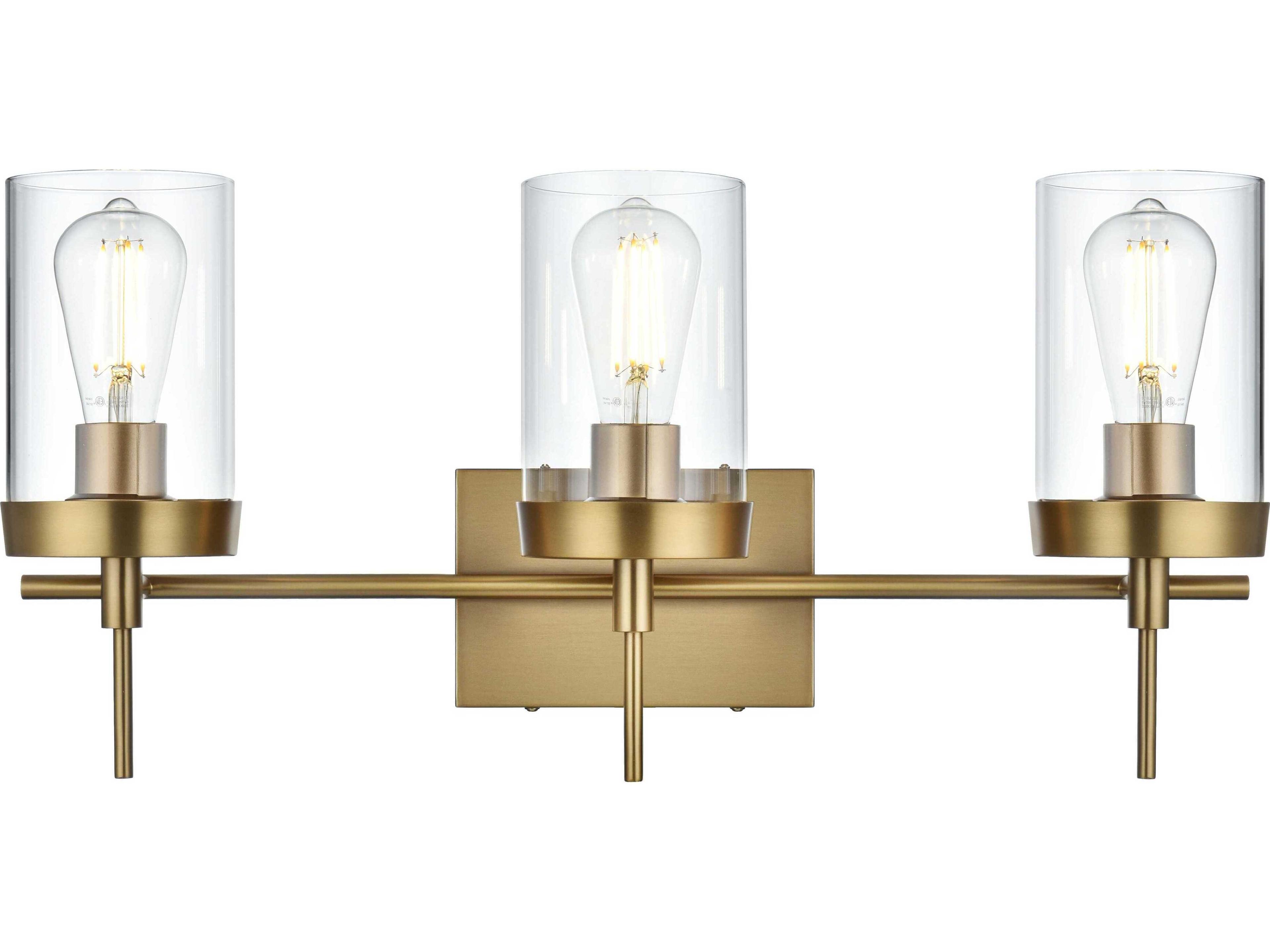Elegant Lighting Taryin 3-Light Satin Gold Vanity Light