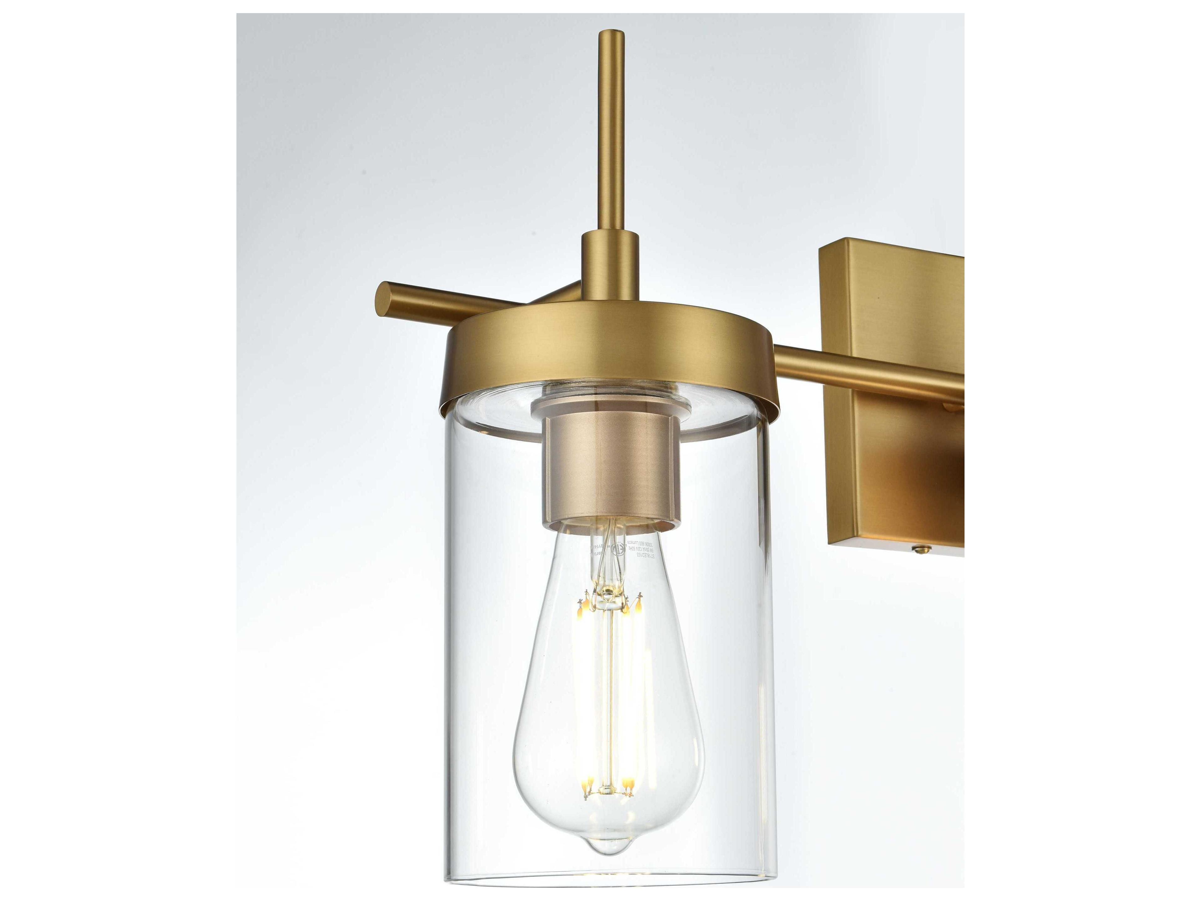 Elegant Lighting Taryin 3-Light Satin Gold Vanity Light