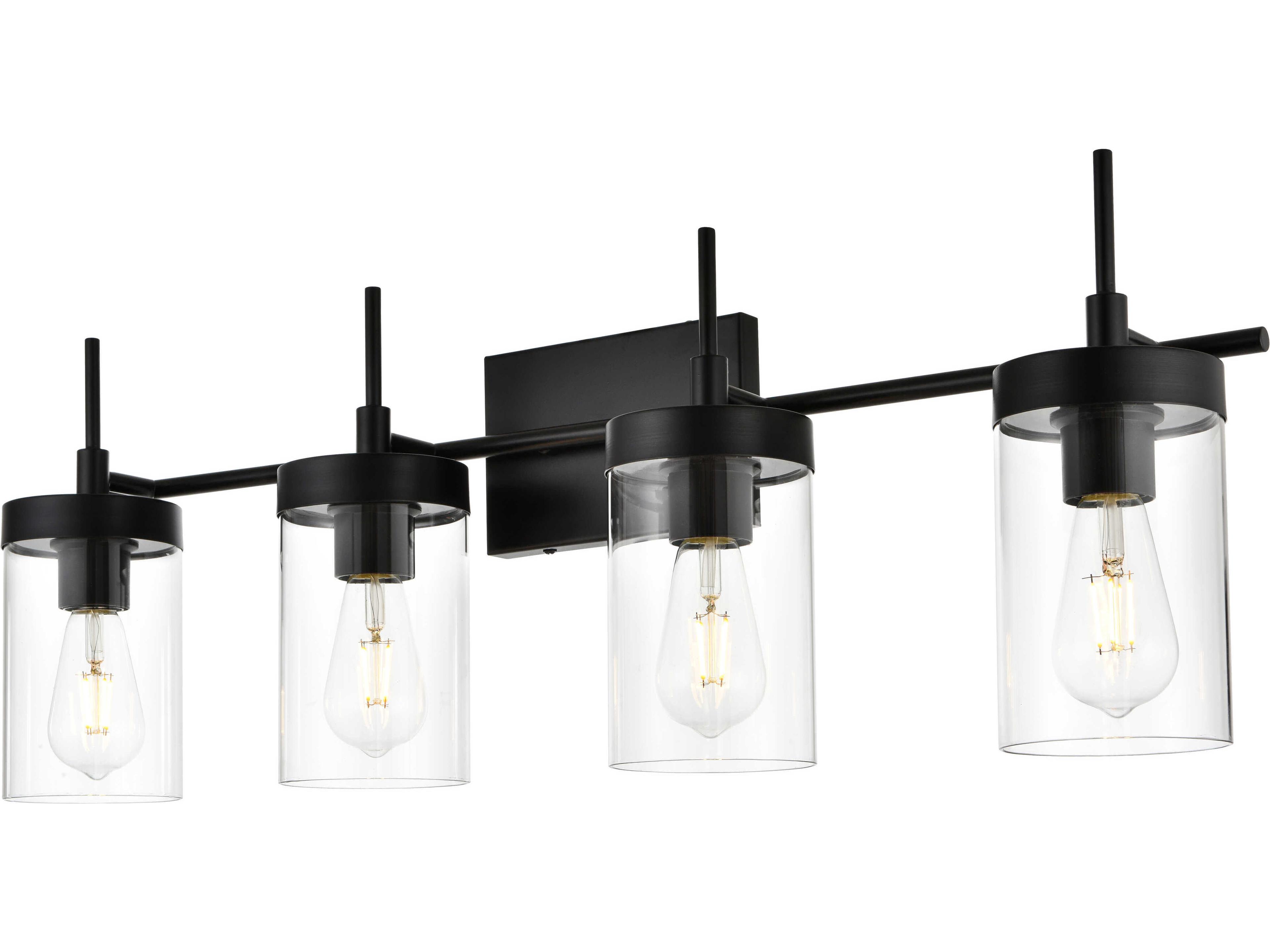 Benny 4-Light Black Glass Vanity Light